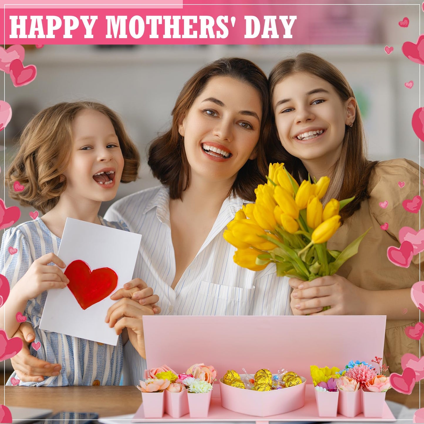 Ireer 6 Pcs Mom Flower Gift Box Letter Shaped Fillable Cardboard Boxes for Mother's Day Empty Floral Arrangement Box for Flowers Chocolate Strawberries Treats and DIY Mother Gifts(Pink,Mom)