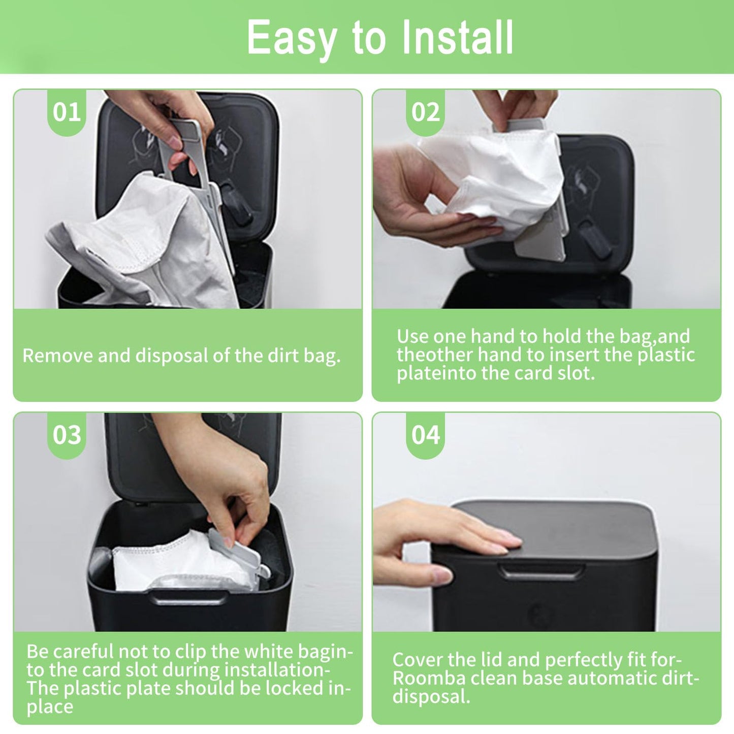 24 Pack Vacuum Bags Compatible with iRobot Roomba i7 i7+ i3 i3+ i8 i8+ j5+ i5+ i4 i4+ i1+ i6 i6+ j5+ j7 j7+ s9 s9 Plus Bags Automatic Dirt Disposal Bags