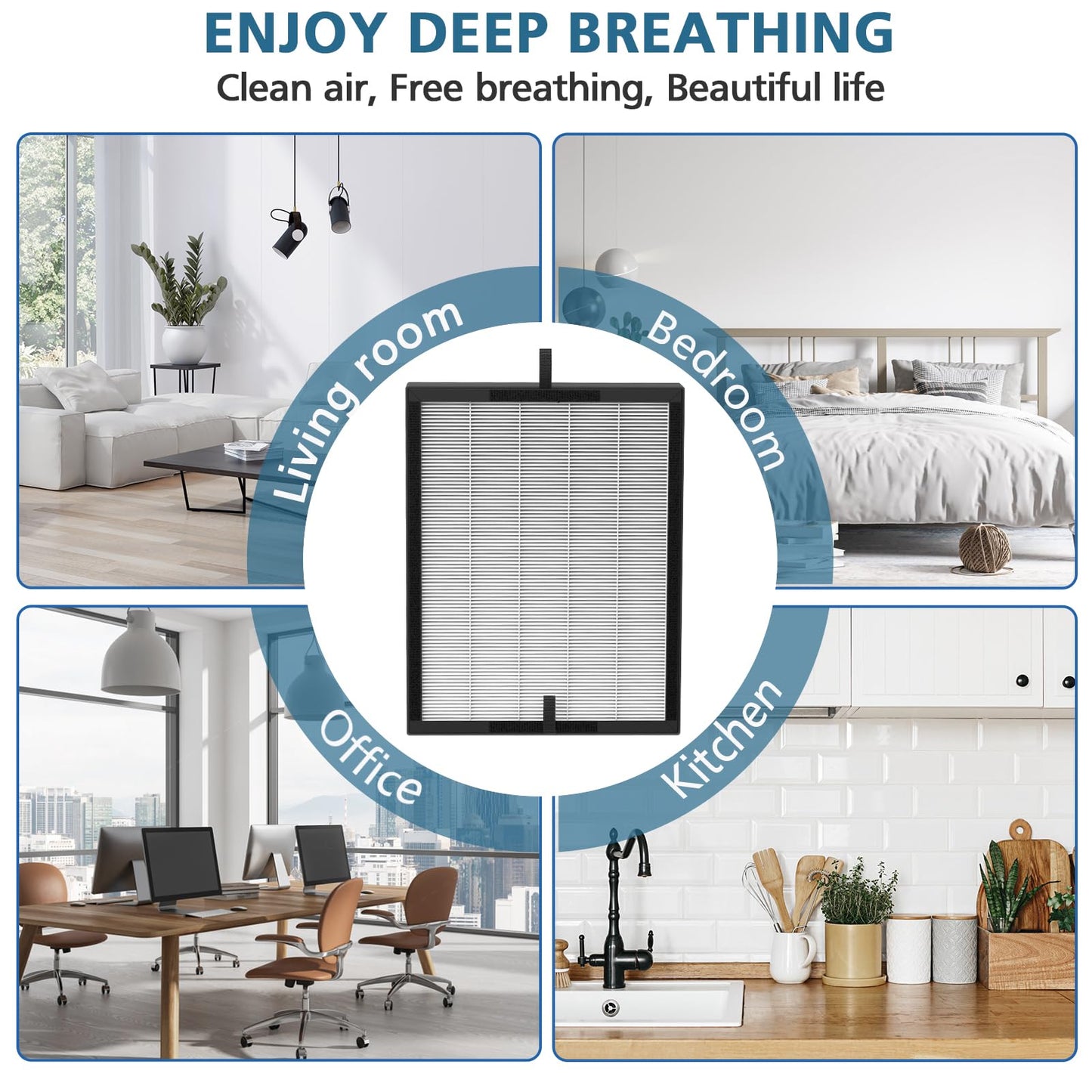 45i Replacement Filter Compatible with A-len BreatheSm-art Flex Bh400 & 45i Pure Air Purifier, Compared # B4-Fresh/FL40-Silver-Carbon, 2 Pack 3-in-1 HEPA Filter + 4 Pcs Activated Carbon Pre Filter