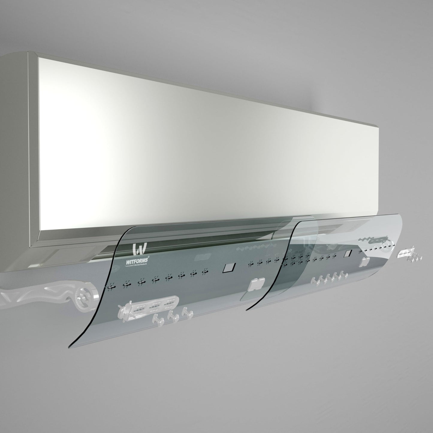 WITFORMS CLASSIC Adjustable AC Air Deflector - 360° Rotatable - Extends 24" to 43" Length - Fits Most Standard Split air conditioners - Transparent Design - Measure Before Purchase