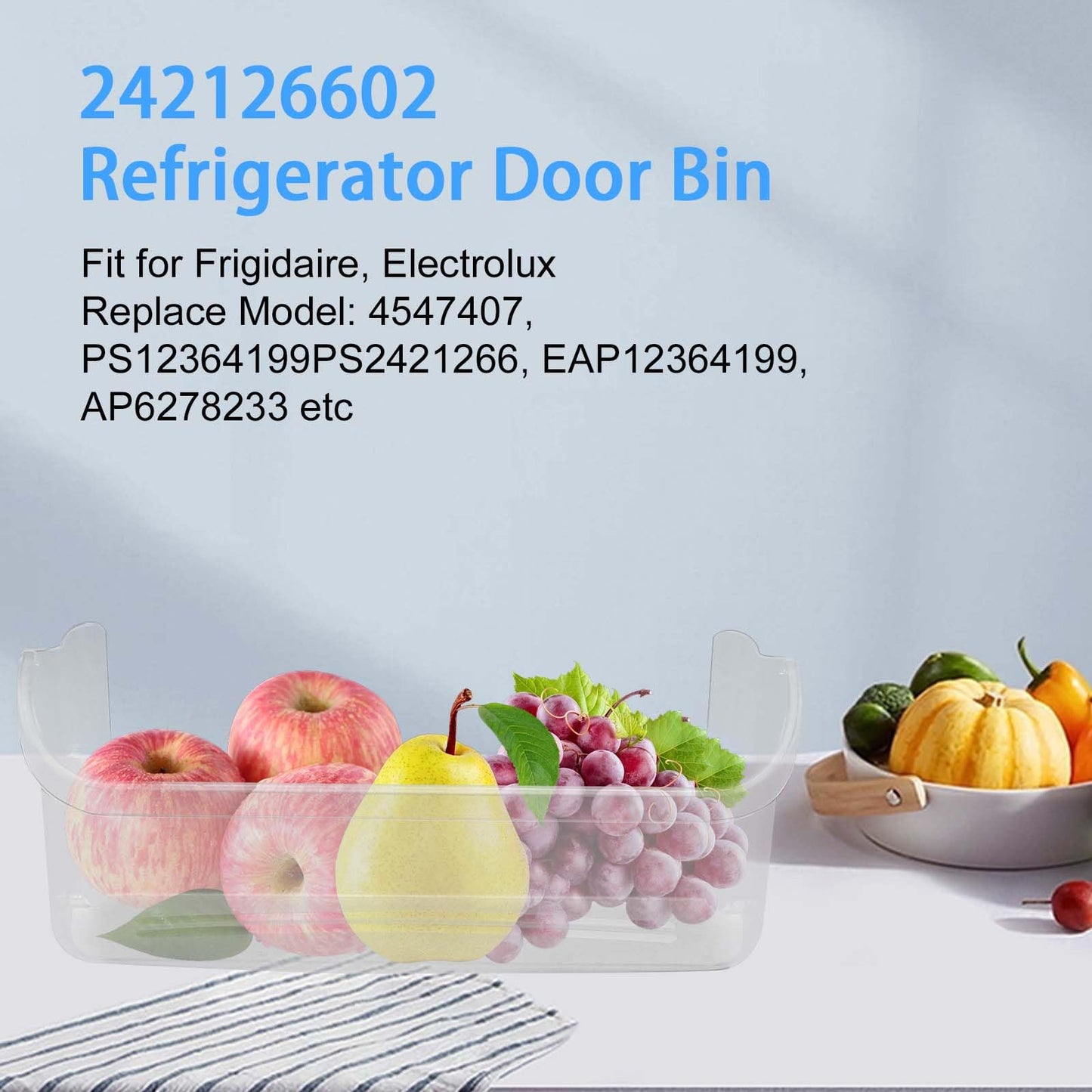 242126602 Replacement Refrigerator Door Shelf Bin Compatible with Frigidaire, Gibson, Kelvinator Refrigerator - Replaces 547407 AP6278233 PS12364199 EAP12364199 FFSS2625TS0 LFSS2612TF0 (2Pack)…