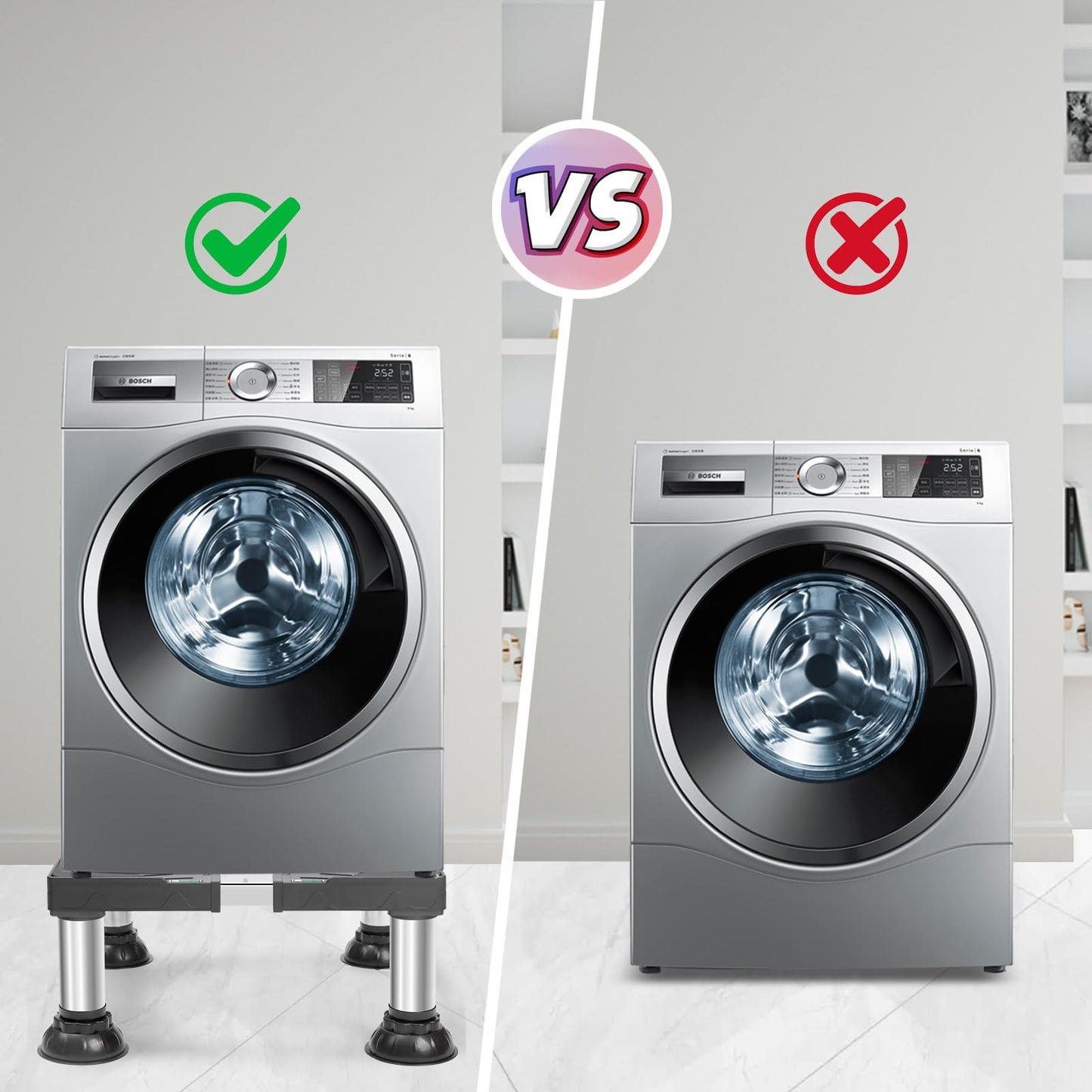 Nefish Mini Fridge Stand Height 7"-8.4" Adjustable Washer and Dryer Stand with 4 Strong Feet Heavy Duty Washing Machine Stand Base Laundry Pedestal Universal Platform for Home 16-24 Inch Appliance