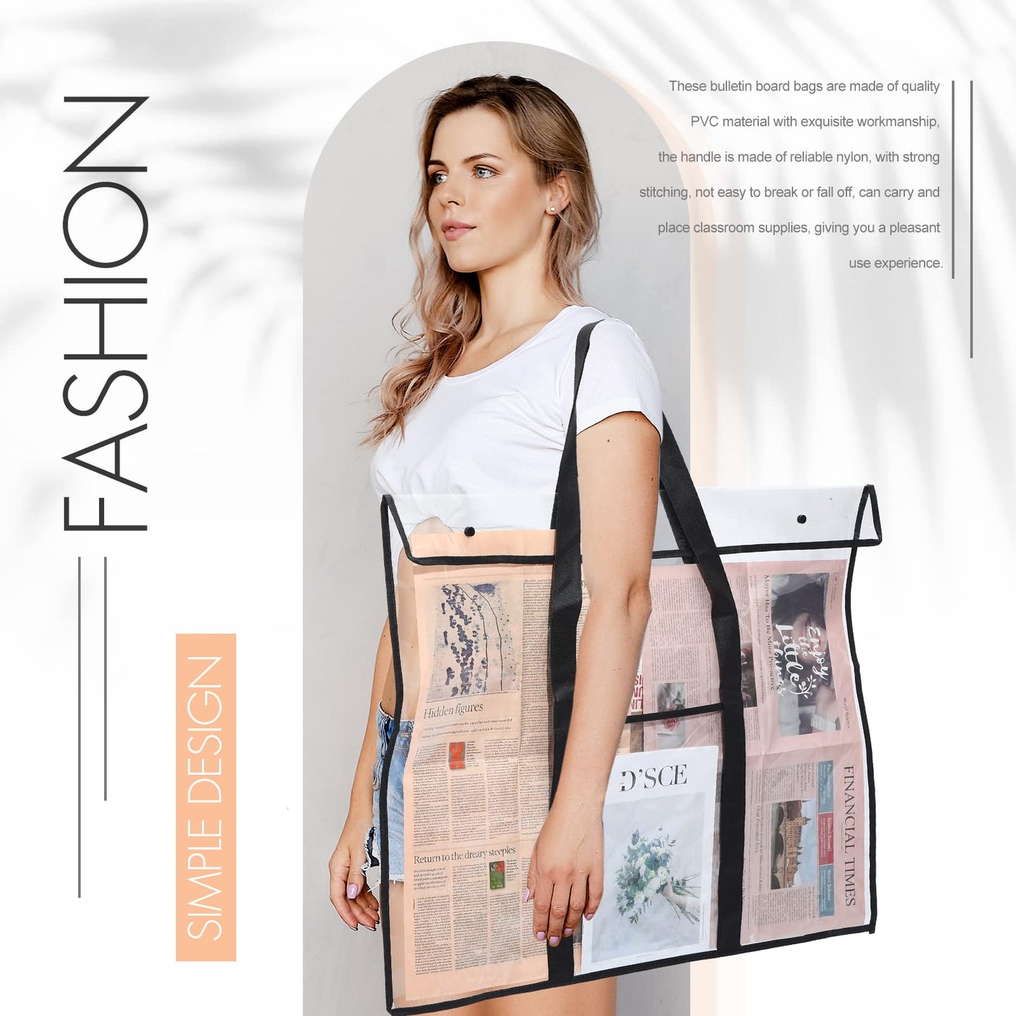 10 Pack Large PVC Poster Storage Bags Bulletin Board Storage Art Portfolio Organizer with Pocket for Classrooms Teachers, 31.5 x 25.2 Inches