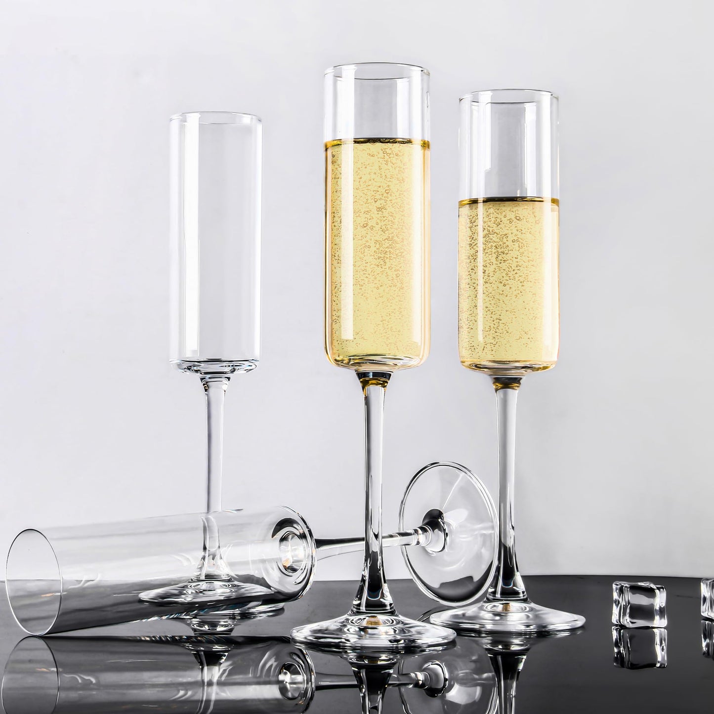 UMEIED Champagne Flutes, 6oz Edge Champagne Glasses Set of 12 with Long Stem - Sparkling Wine Glasses & Elegant Gift for Home, Wedding, Anniversary, Party, Birthday, Clear