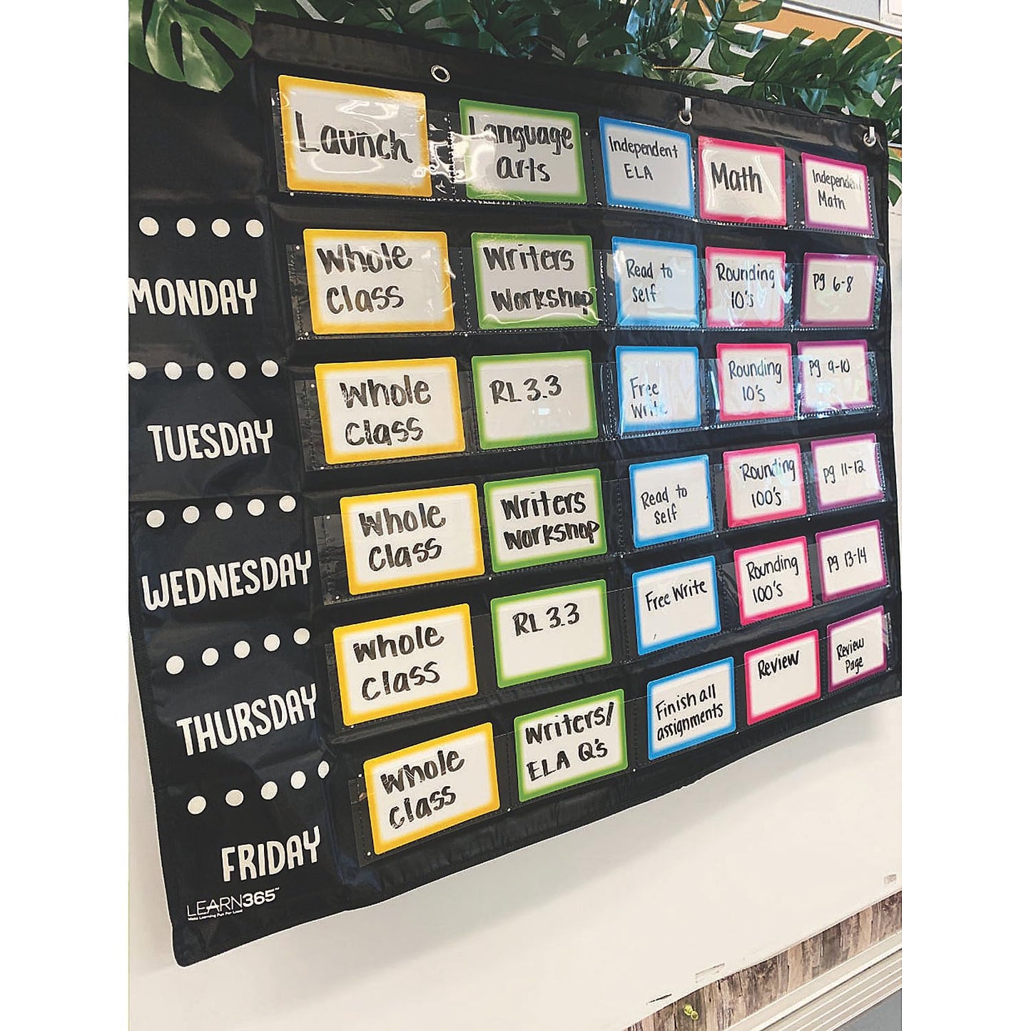 Fun Express Small Group Daily Schedule Board for Kids - 37 PC Pocket Chart with Dry Erase Cards - Classroom Schedule Organizer and Teacher Must Have for Elementary School
