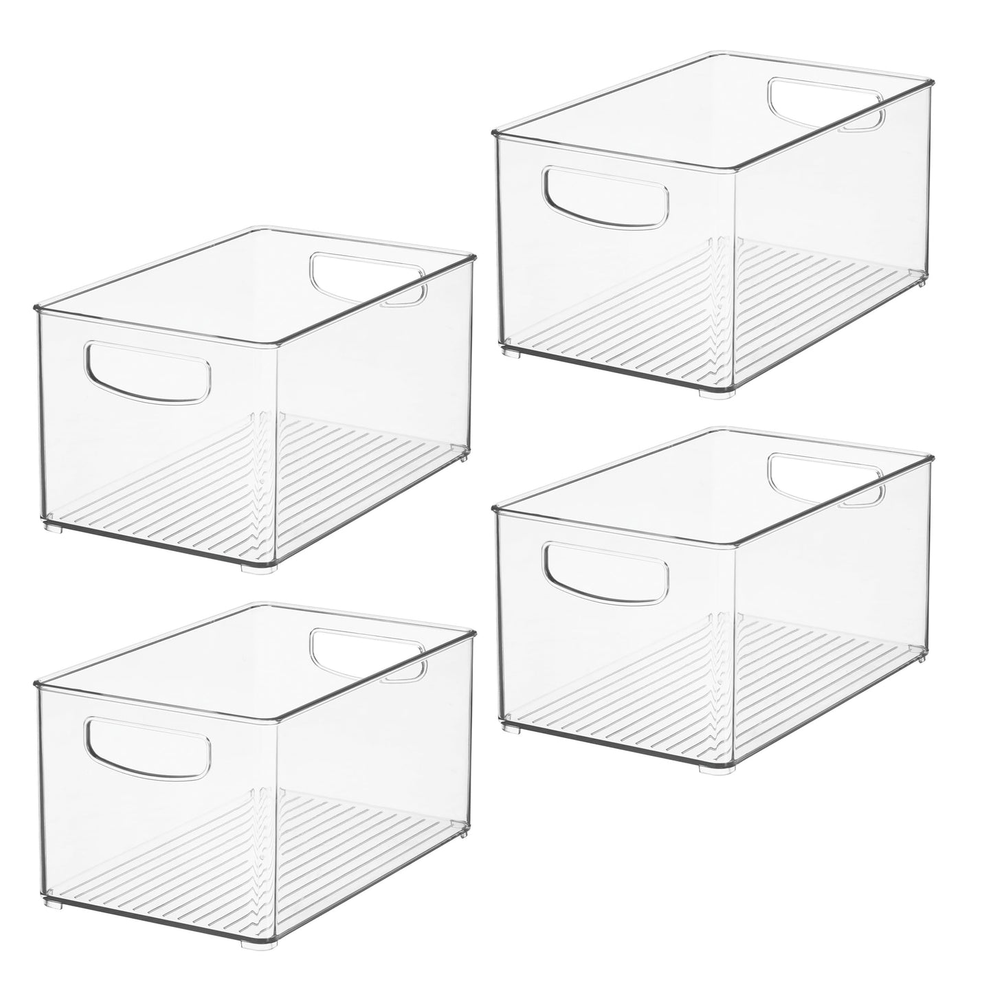 iDesign Stackable Clear Plastic Bin - Kitchen Organizers and Storage for Fridge and Pantry, 4-Pack