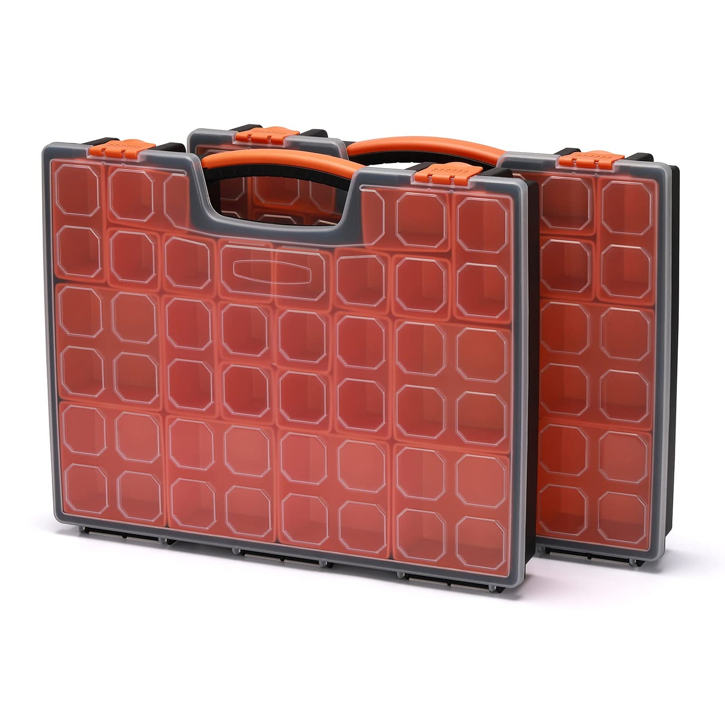 EMENTOL 2PCS Multi-Purpose Portable Organizer Box Set with 44-Removable Compartments, 2 Pieces Professional Boxes with Dimension 16.2"L*13"W*2.3"H