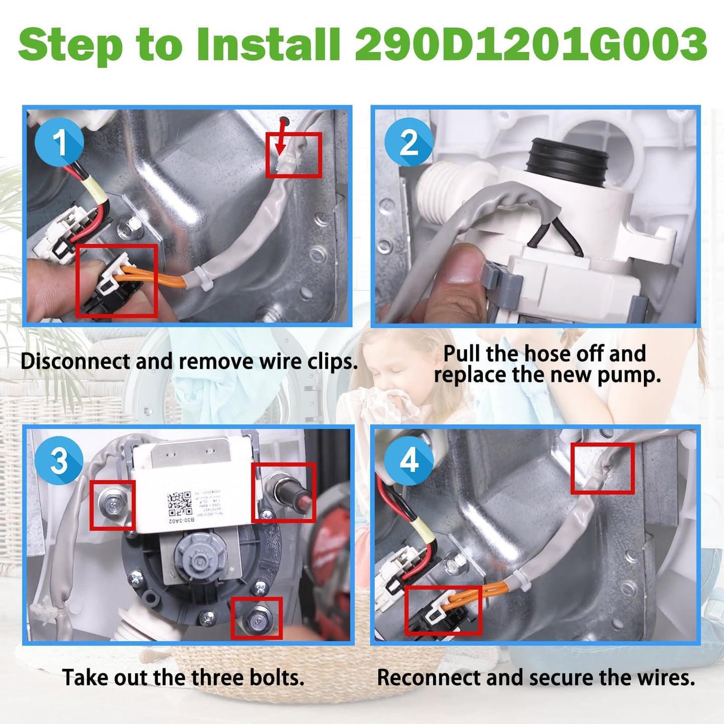 290d1201g002 B40-3A02 290d1201g003 290d1201g001 wh23x28418 Washer Drain Pump Motor Assembly fit for G.E Hot-point Replaces B30-3A01 WH23X24178 WH23X27574 4958182 AP6889136 PS12723115