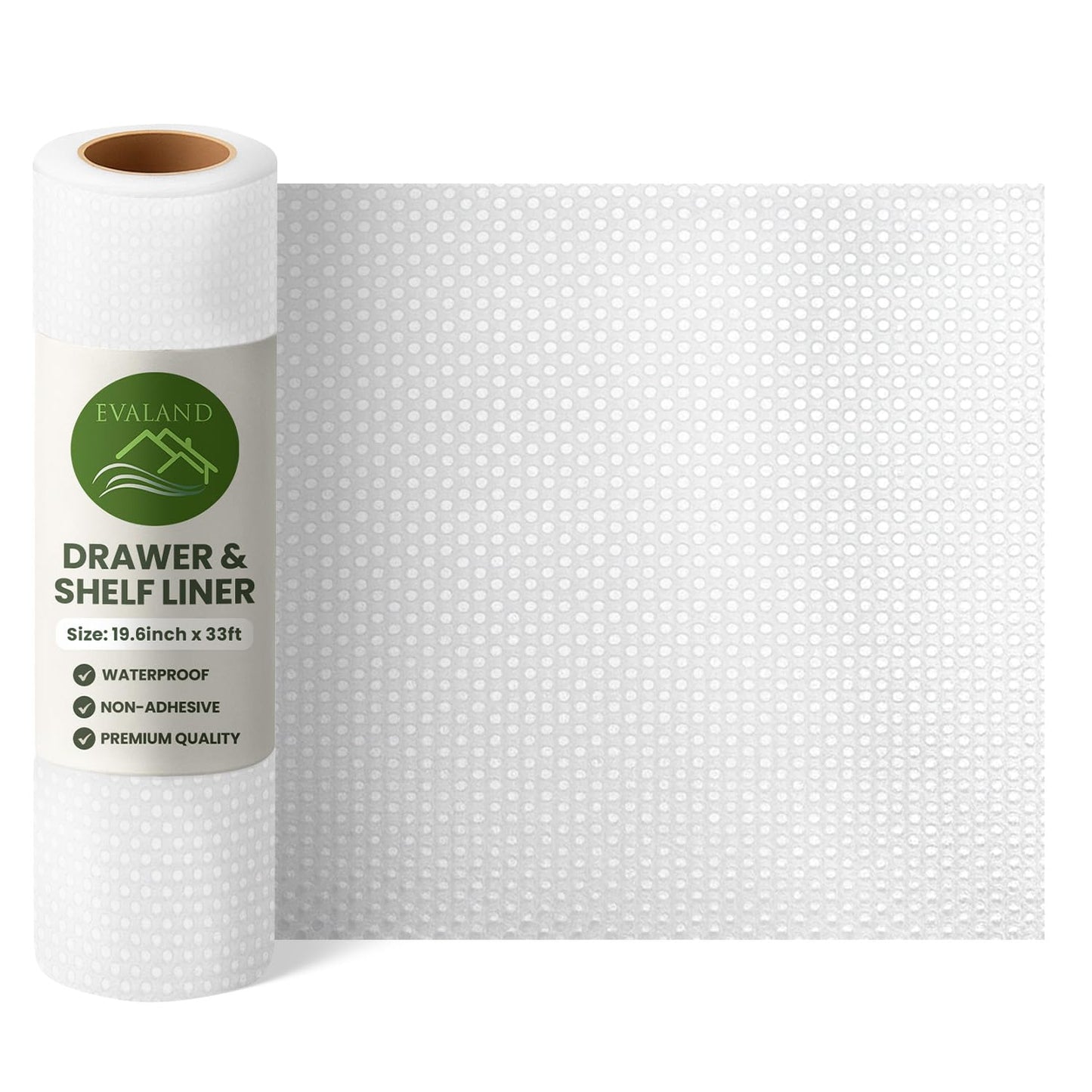 EVALAND Shelf Liners for Kitchen Cabinets Non-Adhesive 19.6" x 33 FT Clear Drawer Liner Non Slip, Washable Cabinet Liner, Waterproof Shelf Liners for Cabinets, Refrigerator Bathroom Pantry - Thickened
