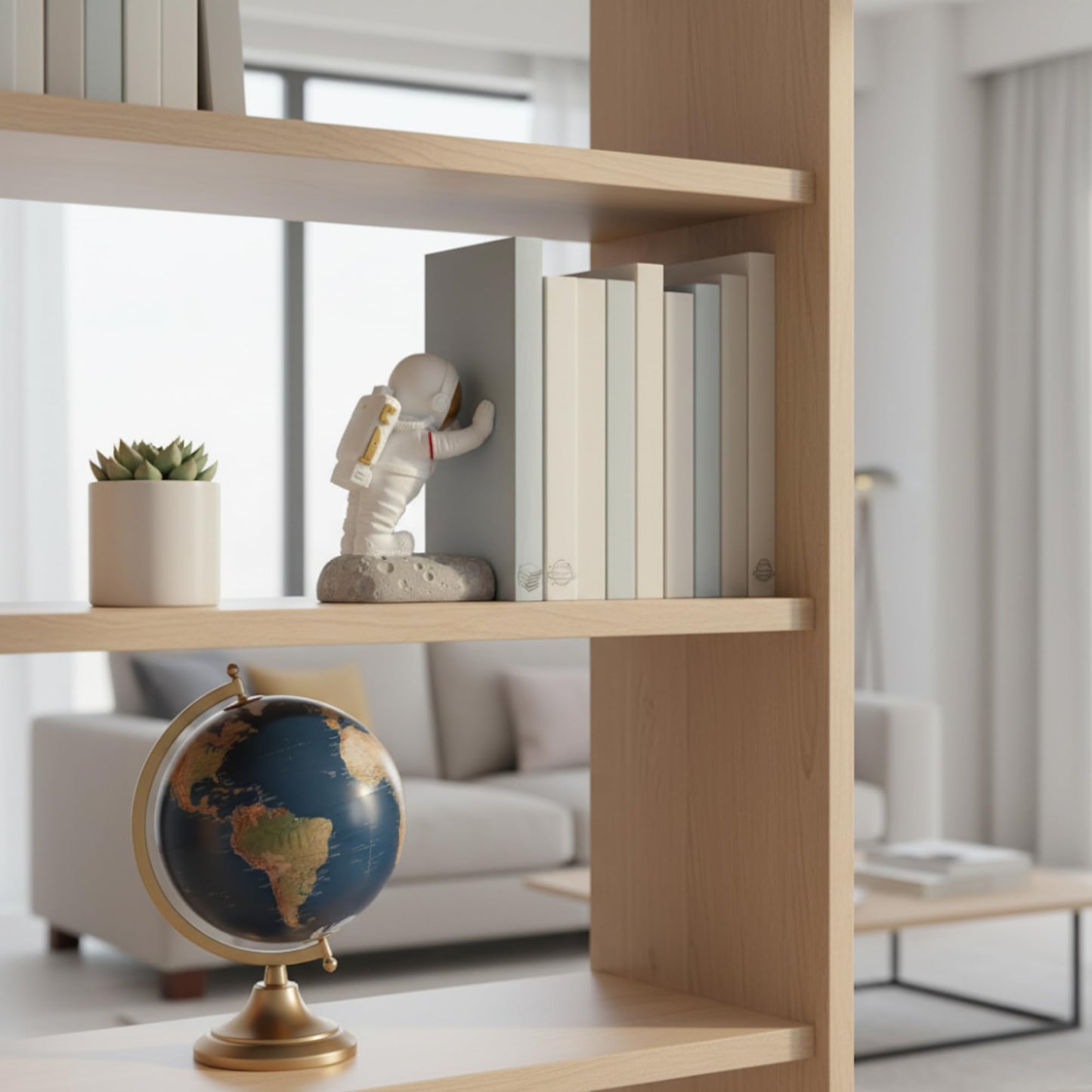 Joyvano Astronaut Bookends - Space Decor for Kids Rooms & Home Office - Heavy Duty Book Holders with Anti-Slip Base - Cool Unique Design (Gold)