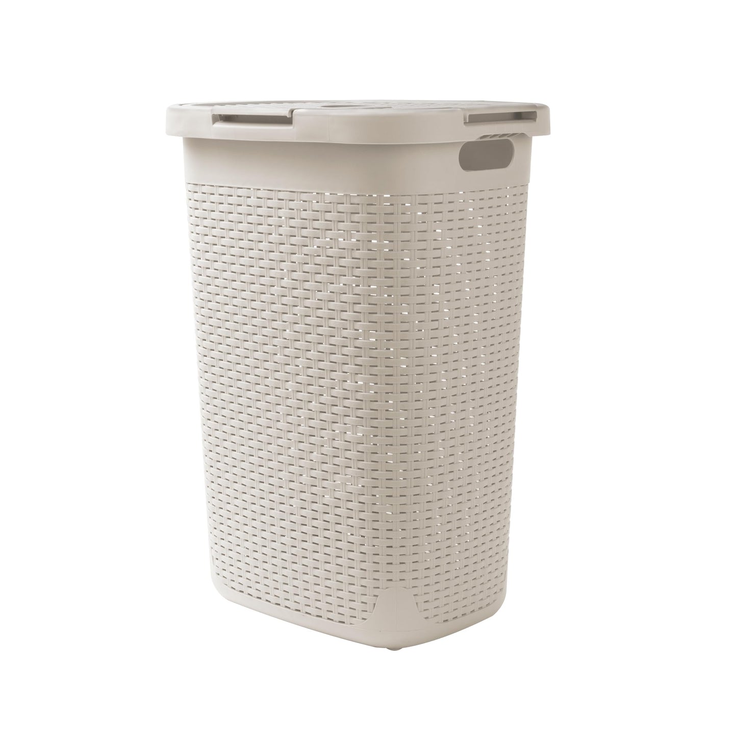 Mind Reader Slim Laundry Hamper with Lid, 60L Tall Clothes Basket, Narrow Tapered Design for Bathrooms, Closets and Laundry Rooms, Plastic, Ivory