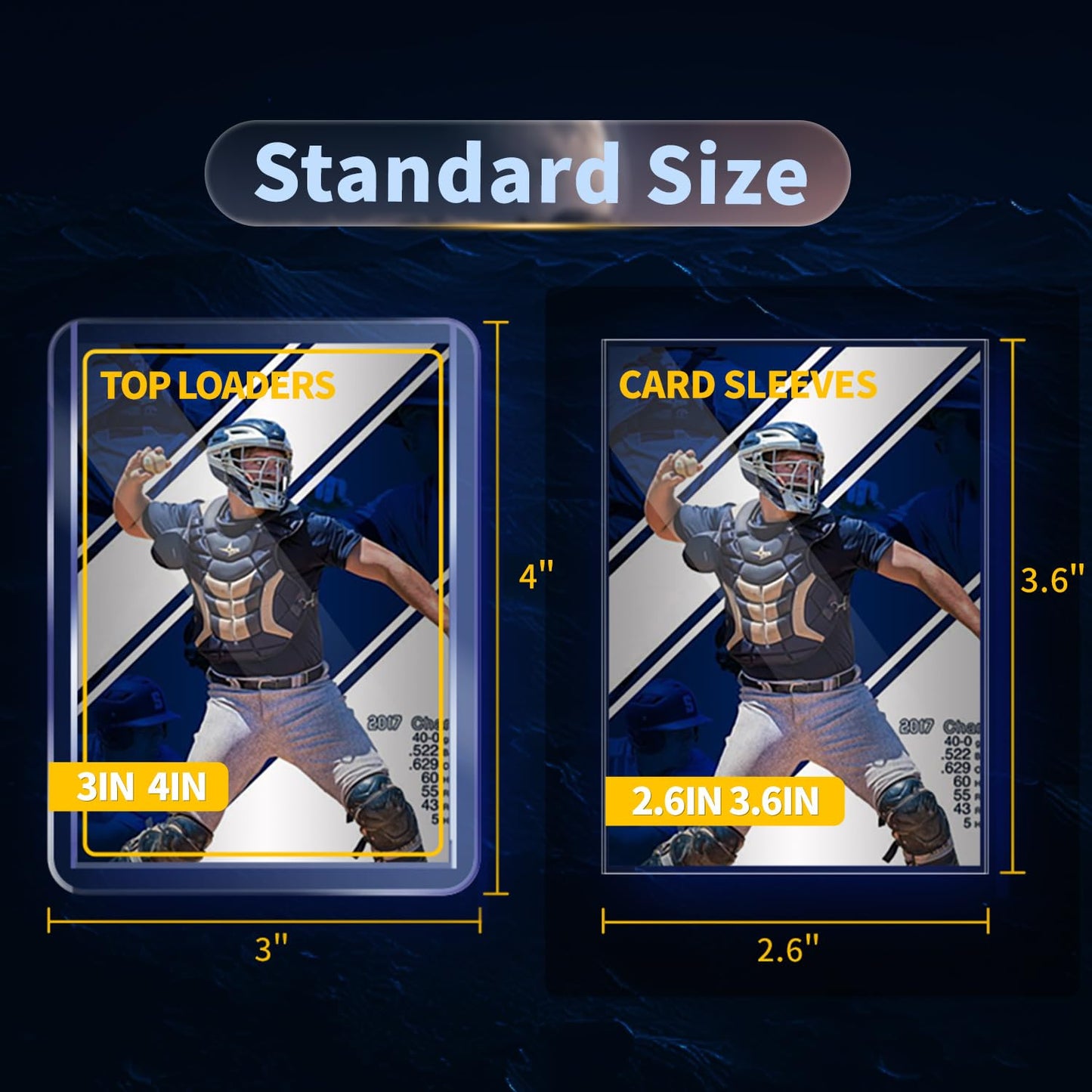 1000 Card Sleeves Top Loaders for Cards, Toploaders Premium Baseball Card Sleeve Hard Plastic, 3" x 4" Trading Cards Holder, Sports Protectors(500 Toploaders + 500 Penny Sleeves)