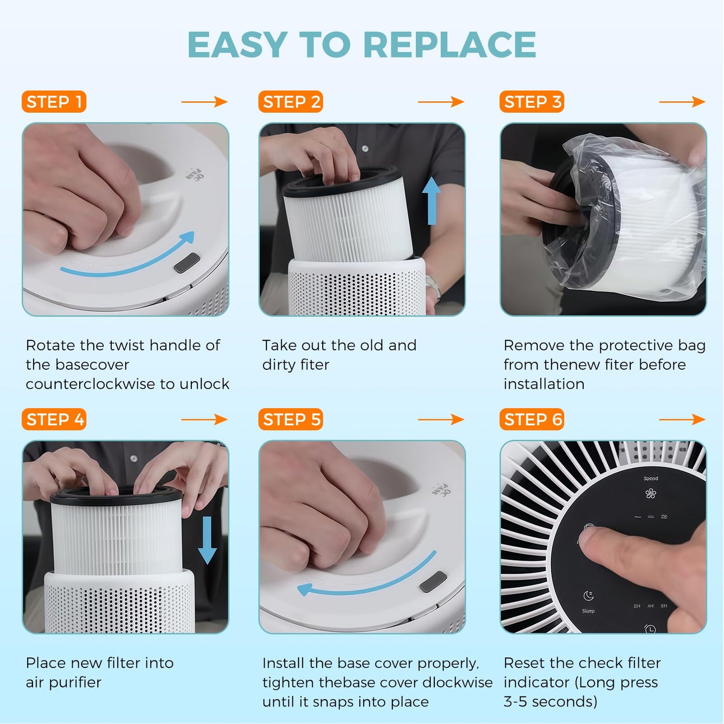 4 Pack AP-S0610L Replacement Filter Compatible with MOOKA AP-S0610L Air Purifier,3-in-1 H13 True HEPA High-Efficiency Activated Carbon Filter