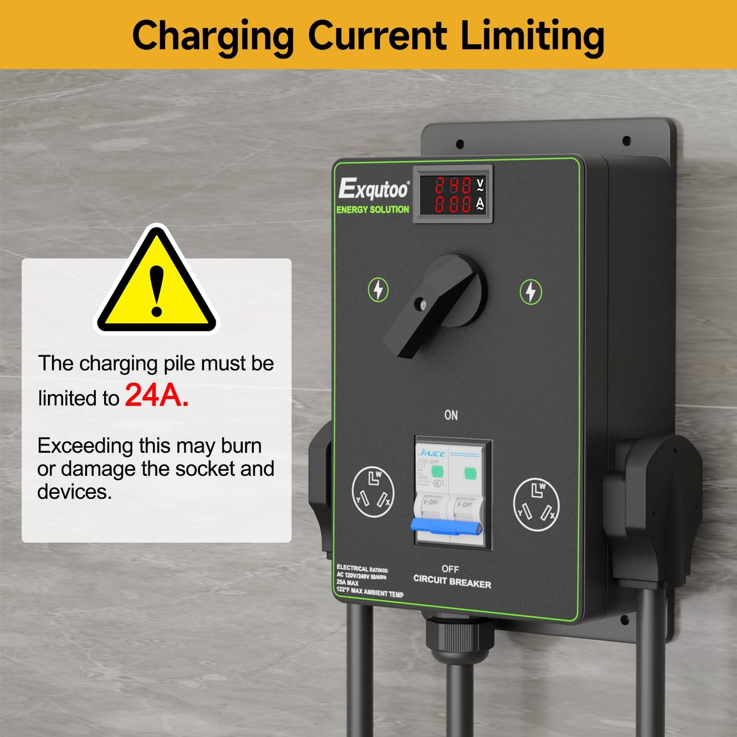 Manual Splitter Switch with Breaker, 3 Prong NEMA 10-30 Dual Socket Knob Selection Switch, 120/240 VAC Selective Charging Switch, Ideal for Ovens, EV, Dishwashers, Garbage Disposal