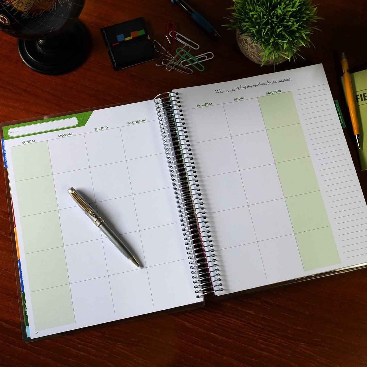 Elan Publishing Company DELUXE Undated Teacher Planner: 8.5x11 Includes 7 Periods, Page Tabs, Bookmark, Planning Stickers, Pocket Folder Daily Weekly Monthly Planner Yearly Agenda (World Map)