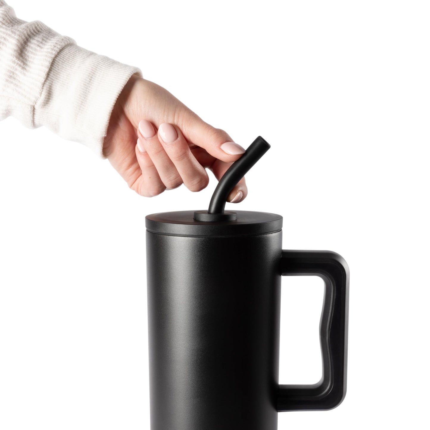 Simple Modern 40 oz Tumbler with Handle and Straw Lid | Leak-Proof Insulated Stainless Steel Water Bottle Travel Mug Cupholder Use | Gifts for Women Men Him Her | Trek Signature | Winter White