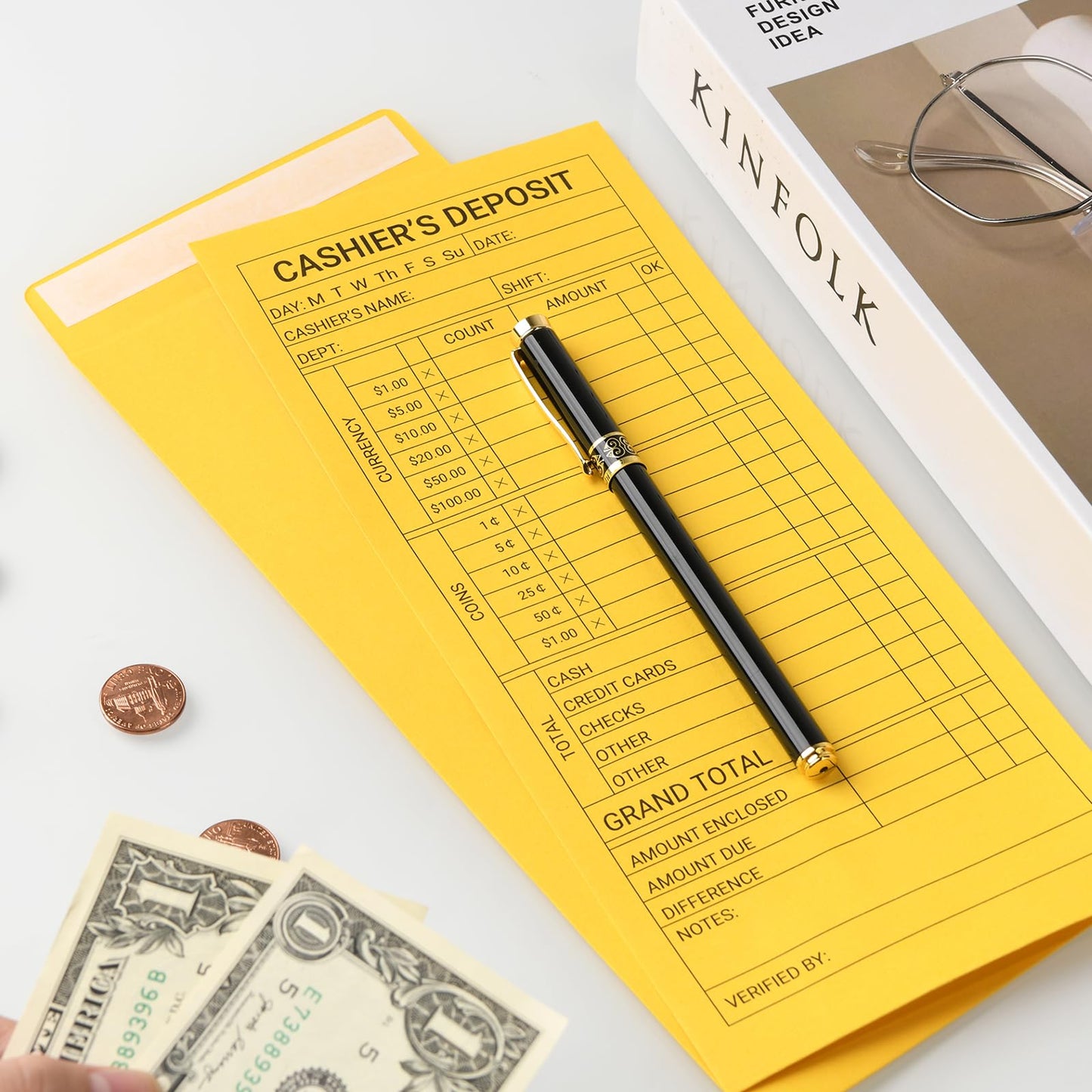 zmybcpack 500 Pack Cashier Deposit Report Envelopes 4.5"x 10.375"- Cash Drop Envelopes - Cashier's Deposit Envelope - Peel & Seal Money Envelope for Cash Storage and Budgeting