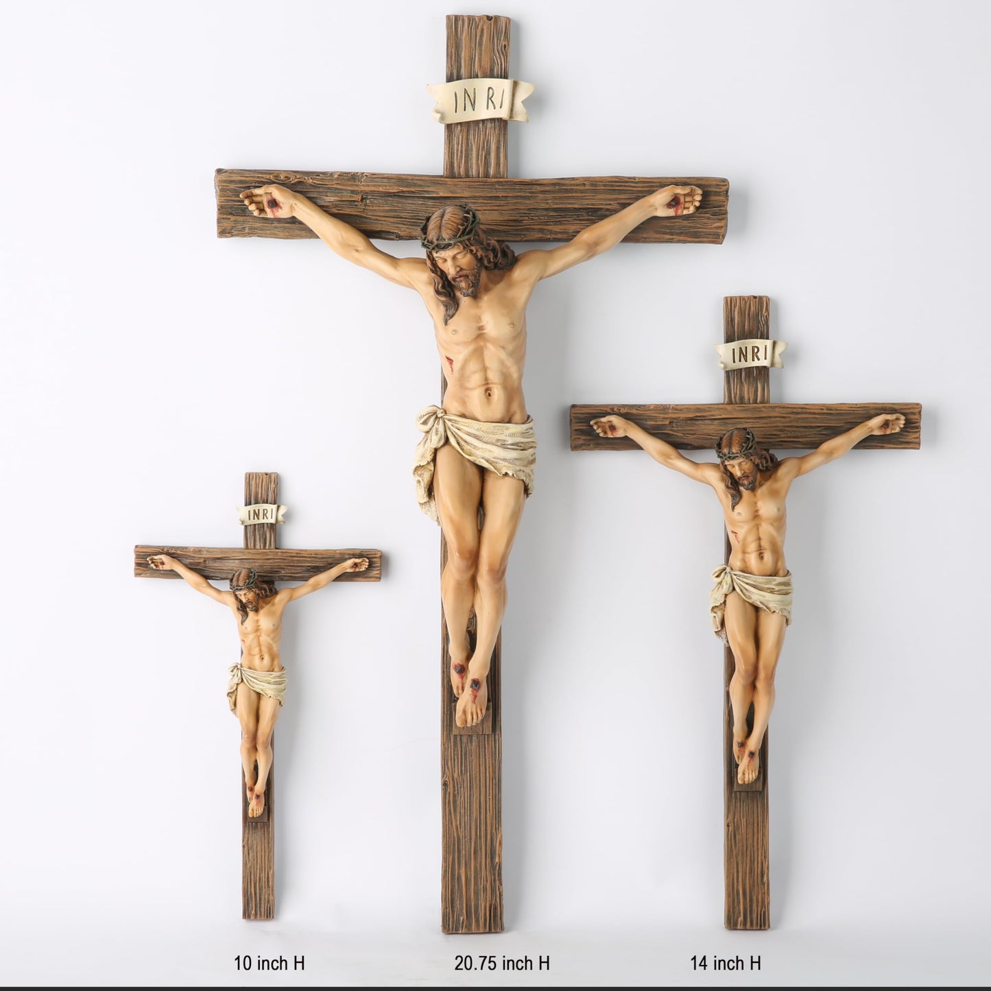 BC Catholic Crucifix Wall Cross, 14"H Jesus Christ Inspirational Home Décor, Religious Devout Gift, Renaissance Sculpture Handmade by Buildclassic