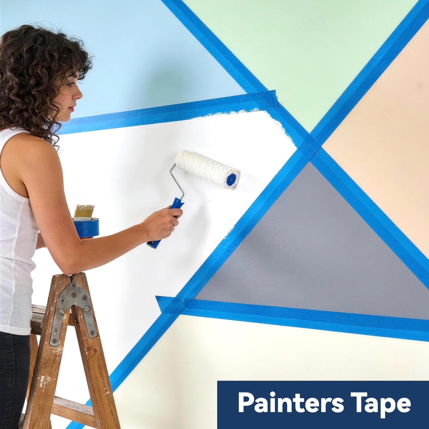 QFOUR Painters Tape 2 inch Wide, 16 Rolls Blue Masking Tapes for Walls Painting, DIY Draft and Home Improvement, 2 inches x 55 Yards