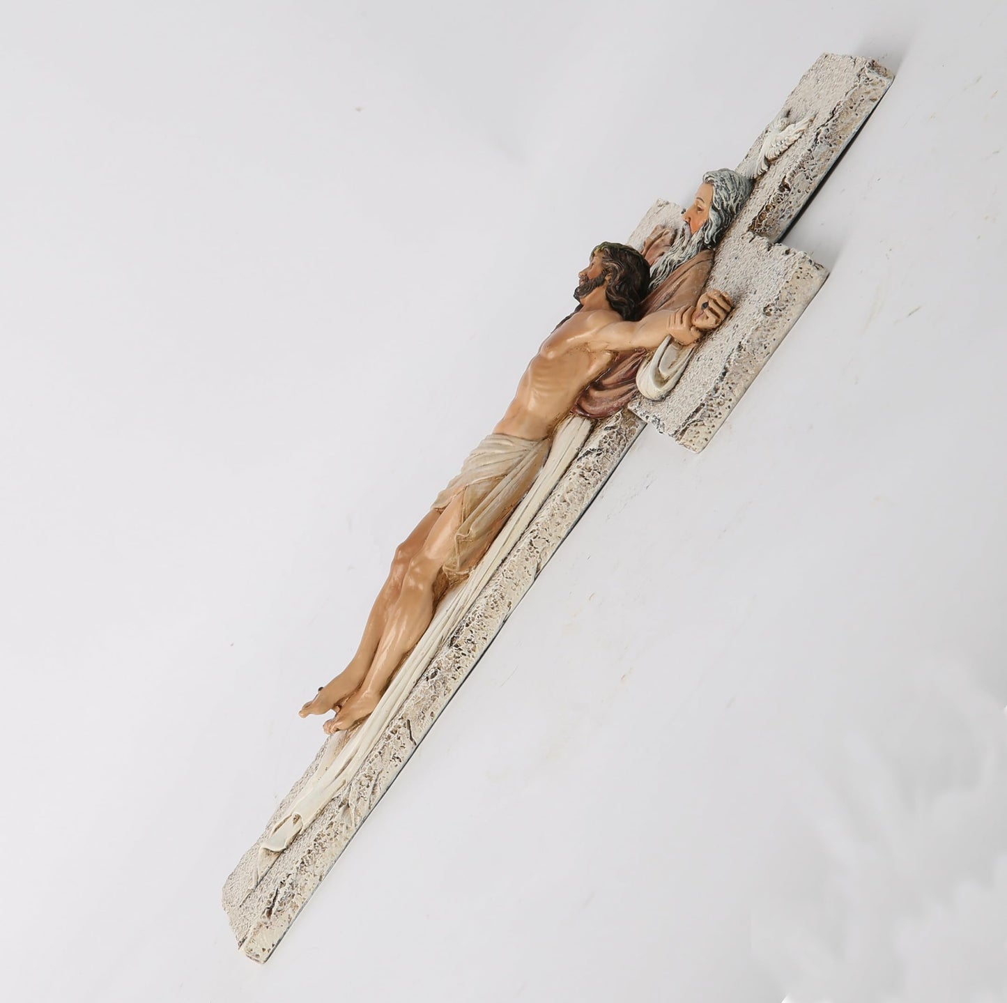 BC Catholic Holy Trinity Crucifix Wall Cross, 9.5" H Jesus Christ Inspirational Home Décor, Catholic Gifts, Religious Wall Sculpture handpainted by Buildclassic