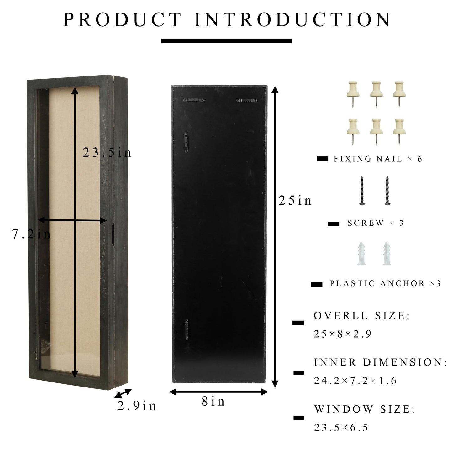 Freezing point Shadow Box Frame 8x25 Flower Shadow Box Pin Display Case Cabinet Picture Frame with Linen Back Memorabilia Awards Medals Badge Bouquet Wedding Memory Box for Keepsakes Long Black