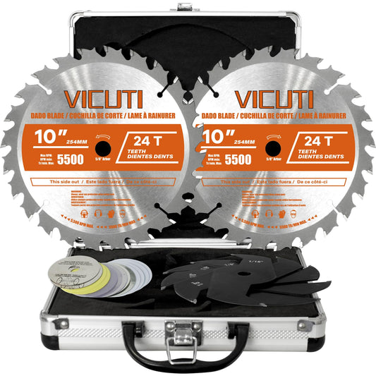 10'' Stacking Dado Blade Set, 24-Tooth, 5/8-Inch Arbor, 23 Pieces