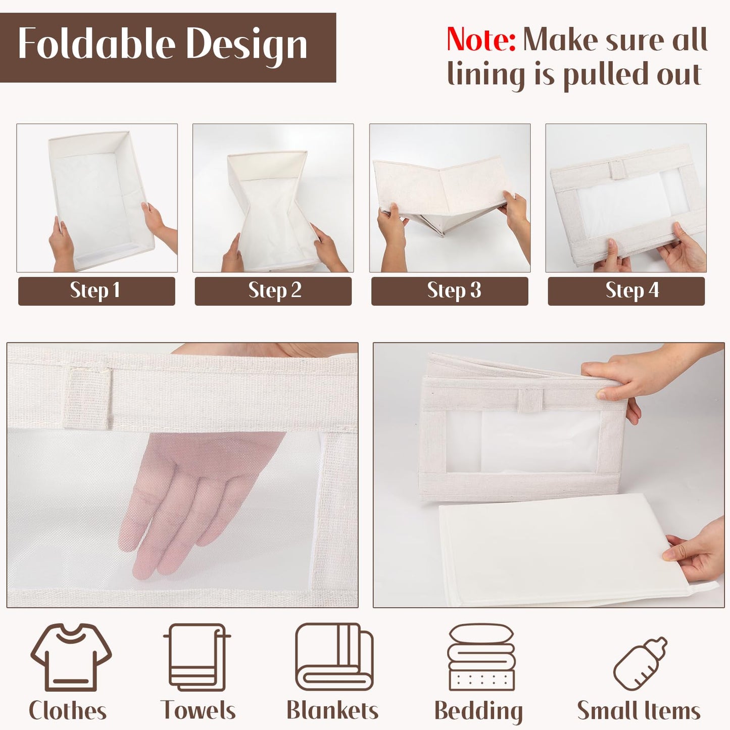 10 Pack Linen Closet Organizers And Storage, Closet Storage Bins for Closet Organization, Linen Closet Baskets Foldable Closet Organizer Bins with Clear Window For Organizing Clothing, Jeans
