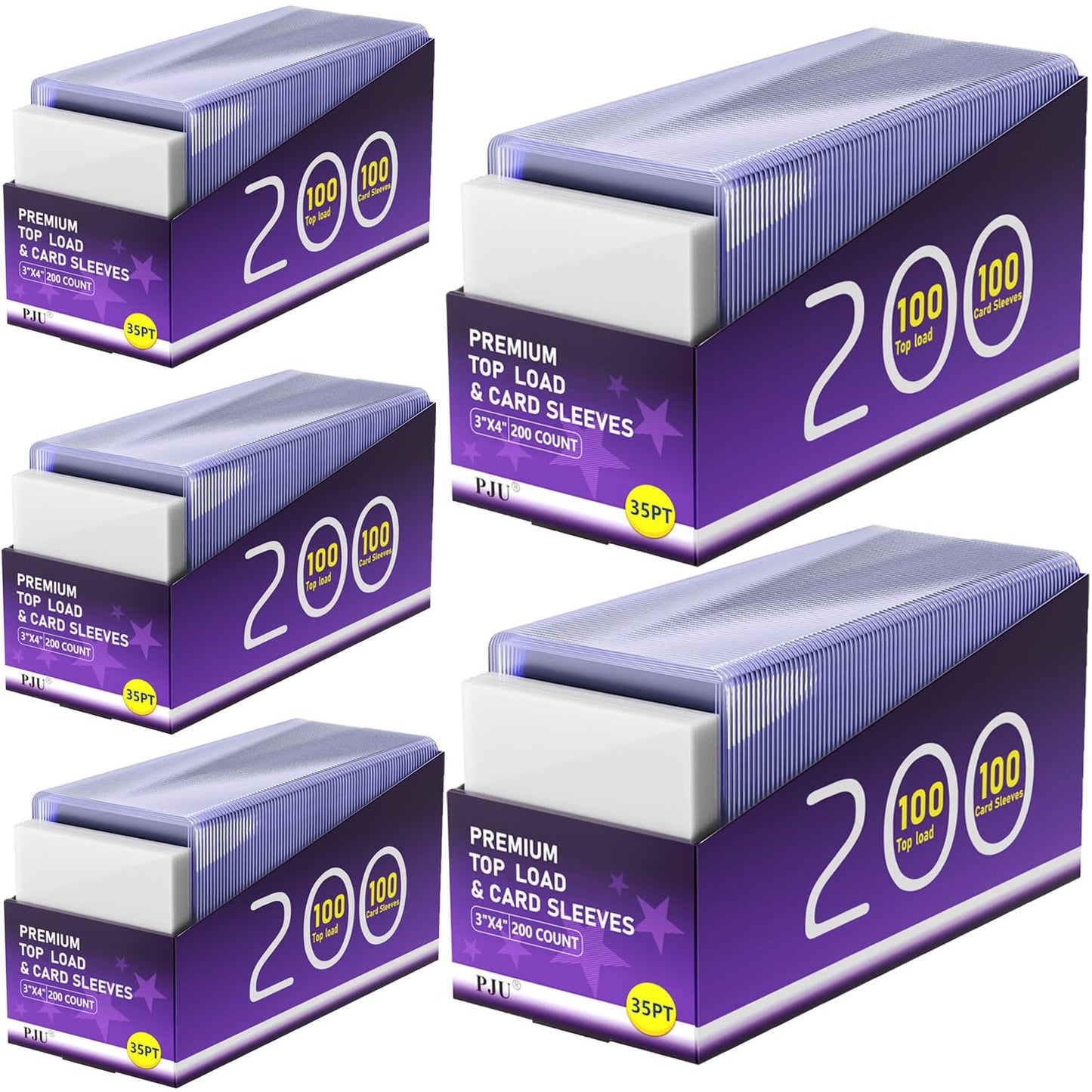 1000 Card Sleeves Top Loaders for Cards, Toploaders Premium Baseball Card Sleeve Hard Plastic, 3" x 4" Trading Cards Holder, Sports Protectors(500 Toploaders + 500 Penny Sleeves)