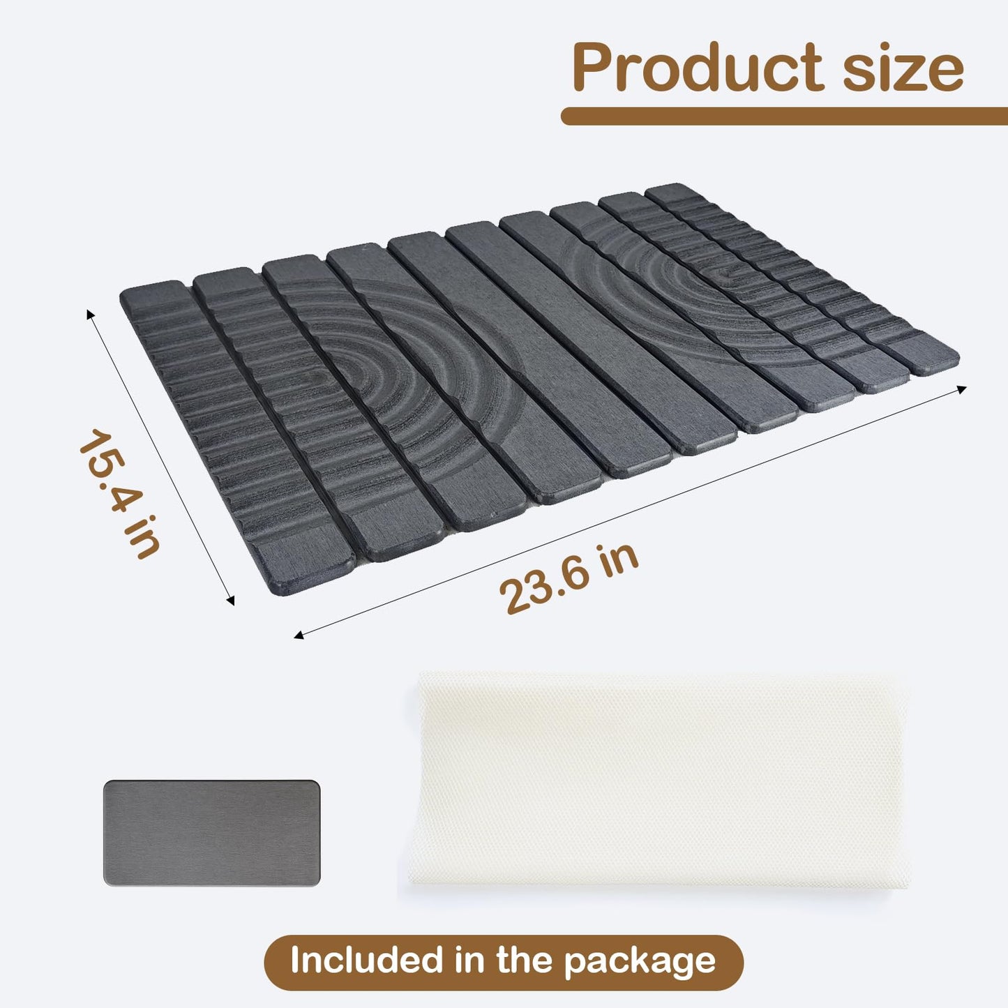 Stone Drying Mat for Kitchen Counter, 23.62"X15.35" Absorbent Diatomaceous Collapsible Quick Drying Dish Mats,Roll This Non-Slip Highly Absorbent Drying Mat Into a Compact Size for Seamless Storage