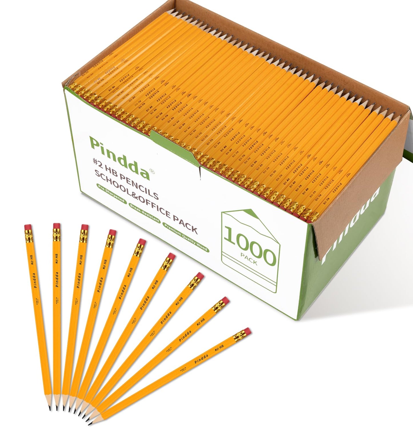 pindda Wood-cased #2 HB Pencils, 600 Pack Yellow Pre-sharpened Pencils With Erasers Bulk Pack Premium Graphite Pencil For Writing Drawing Sketching School Teacher Supplies Back to School Essentials