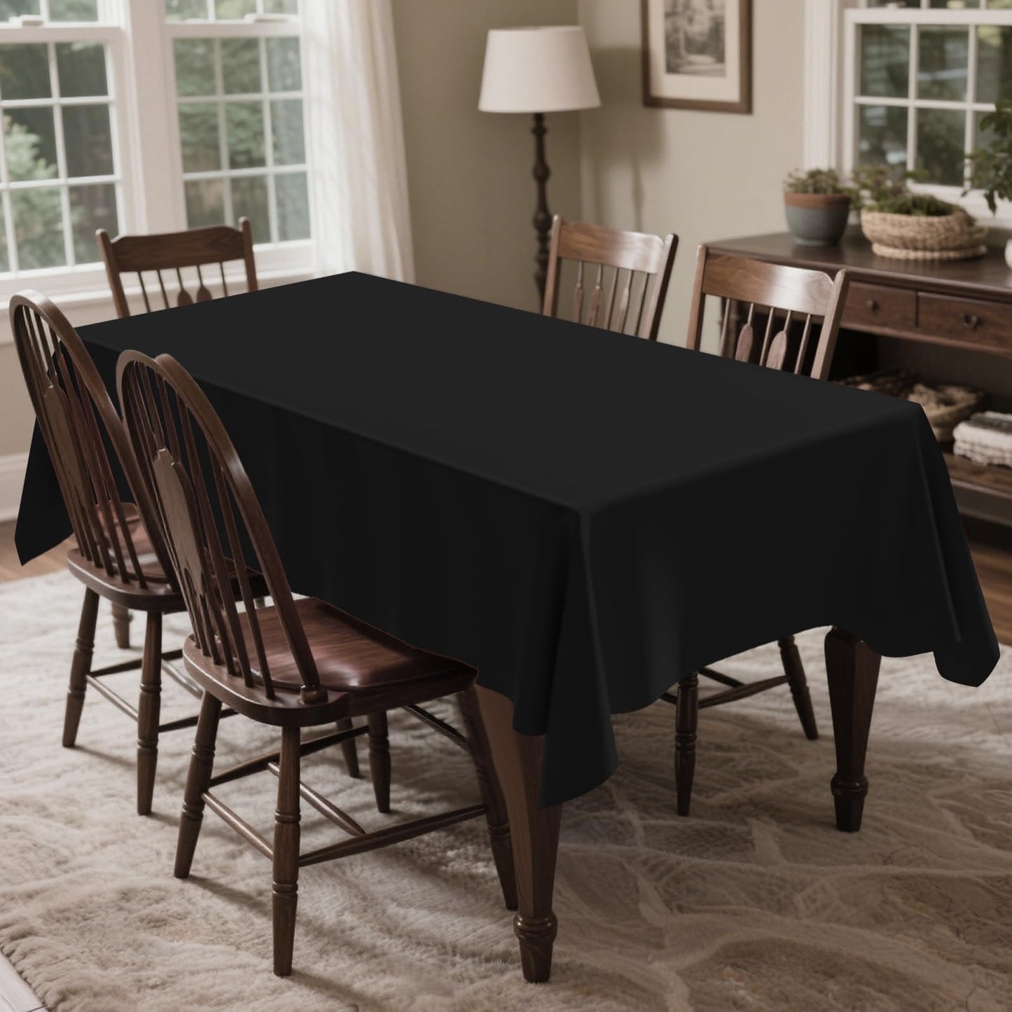 CXPSINC 54 Inch X 300 Feet Plastic Table Cover Roll Disposable Tablecloth with Slide Cutter for All Type/Shape Tables | Party, Banquet, Birthdays, Weddings(Black, 300 Feet)