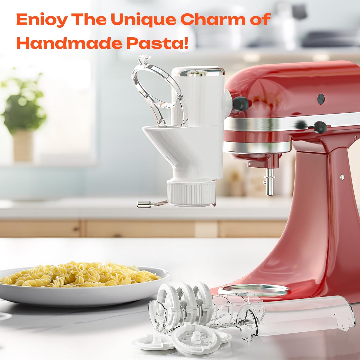 Gourmet Pasta Press Attachment for KitchenAid Stand Mixers, Pasta Maker Kitchenaid Attachment With 7 Interchangeable Pasta Plates, For Kitchen aid Pasta Attachment