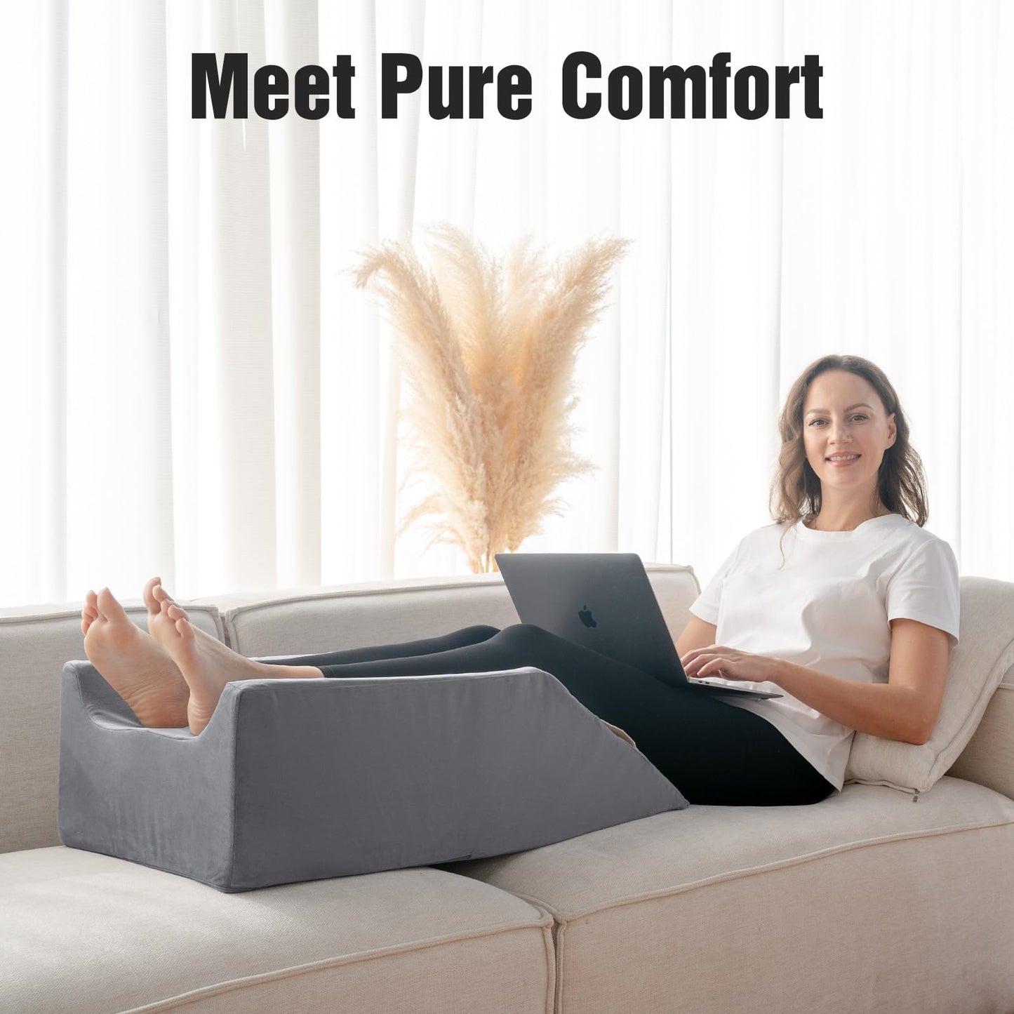 LightEase Post-Surgery Leg, Knee, Ankle Elevation Double Wedge Pillow, Memory Foam Leg Elevating Pillow for Injure, Sleeping, Foot Rest, Reduce Swelling