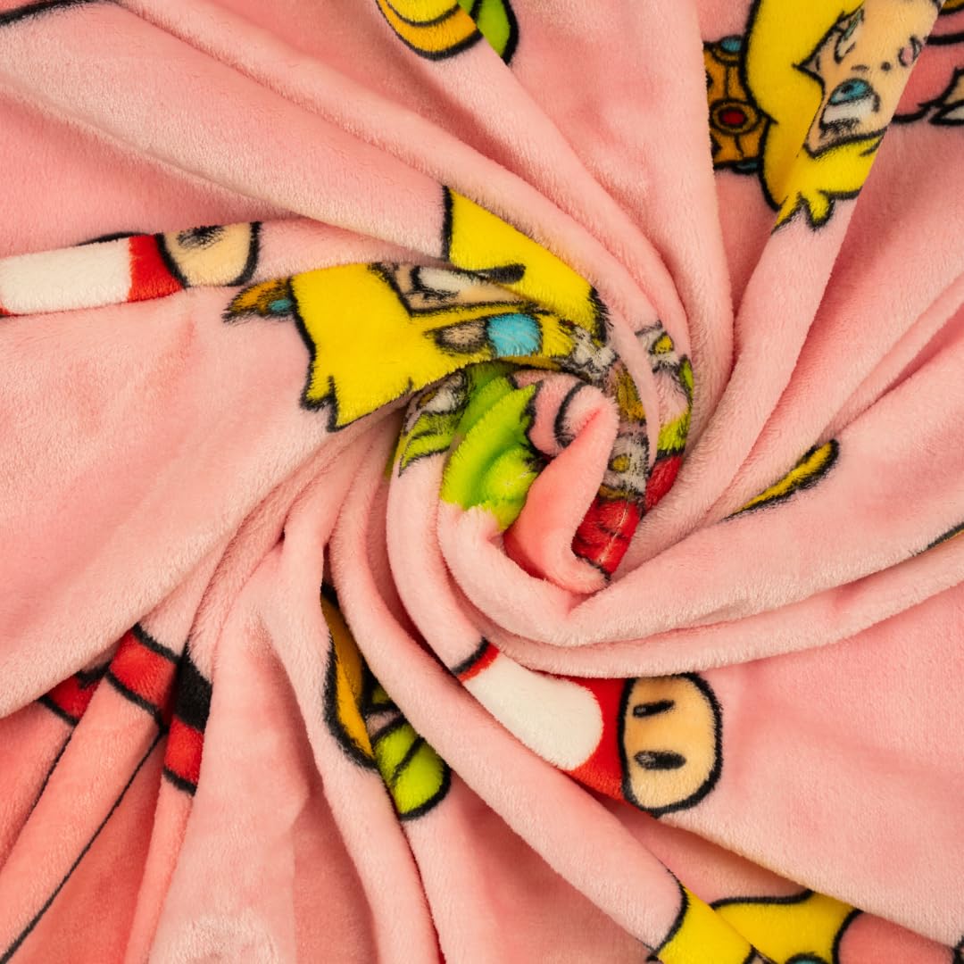 Nintendo Super Marios Bros. Gaming Princess Peach Girl Bedding Super Soft Silk Touch Throw, 46 in x 60 in, (Officially Licensed Product)
