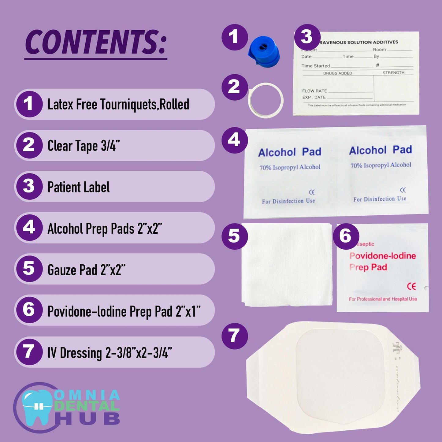 100 PCs IV Starter Kit with Gauze/Chlorascrub Swab by Omnia ONE | Sterile, Ready-to-Use – Complete Kit for IV Insertion – Essential for Medical, Hospital & Emergency Use