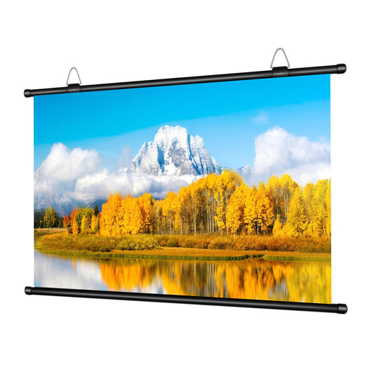 100-Inch Portable Projector Screen, XIAOHUI 16:9 Aspect Ratio, Non-Perforated Anti-Light, Easy Install,100% Polyester Professional Projector Screen Pull Down