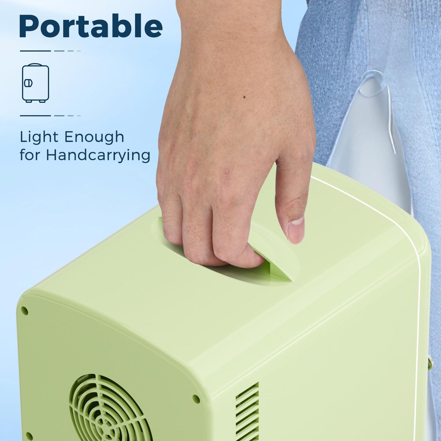 Antarctic Star 4L/6 Cans Compact Refrigerator,Portable Mini Fridge Skin Care,Cooler and Warmer for Bedroom,Car,Office & Dorm, Small Cooler for Cosmetics/Beverage/Food,GREEN