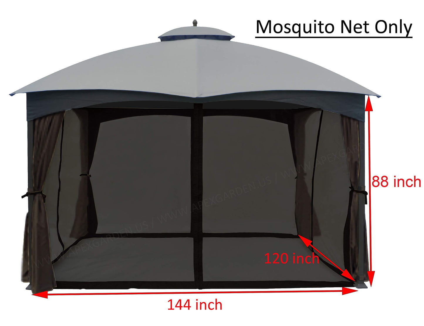 10-ft x 12-ft Gazebo Replacement Mosquito Screen Netting (Screen Net Only) (Black)