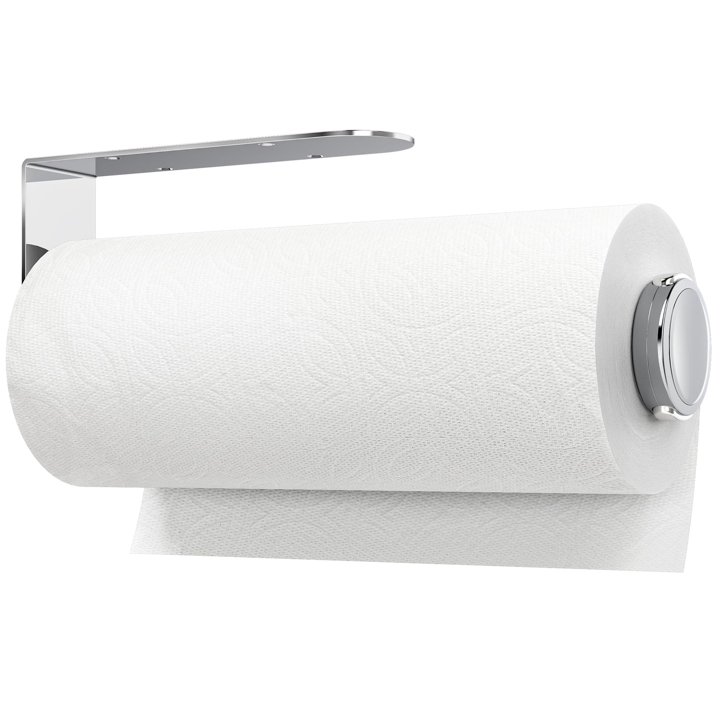 theaoo Paper Towel Holder Under Cabinet, One-Handed Tear Wall Mount Paper Towel Holder Dispenser with Damping Function for Kitchen Organization, Stainless Steel, Self-Adhesive or Drill mounting,Silver