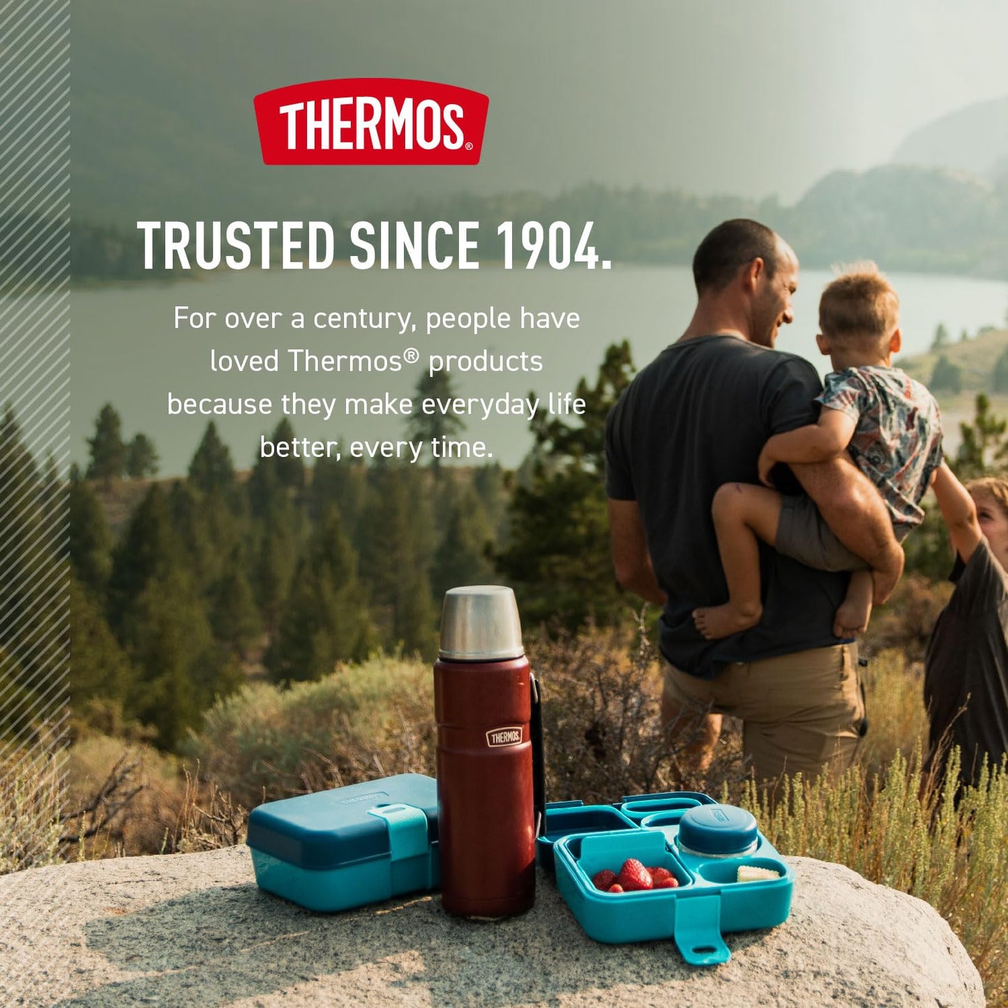 THERMOS Stainless King Vacuum-Insulated Beverage Bottle, 40 Ounce, Rustic Red