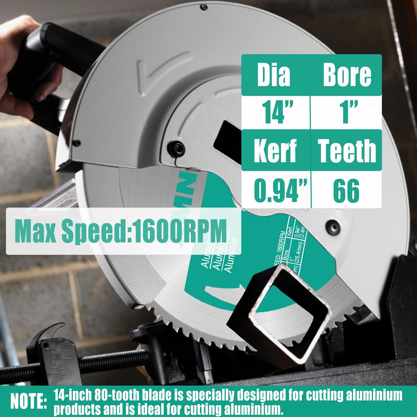 14 Inch 80 Teeth Aluminium Cutting Blade,Replacement for Evolution 14 Inch 80 Teeth Aluminium Cutting Blade,Compatible with Evolution S355CPSL,S380CPS,EVOSAW380,Dewalt DW872 and Other Cutting Saws