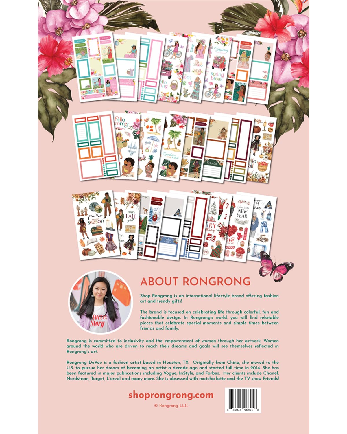 Rongrong Whimsical Seasons Planner Stickers Book for Planners, Calendars, Journals and Projects – Premium Quality Hand Drawn – Scrapbook Accessories 24 Pages - Spring, Summer, Fall and Winter