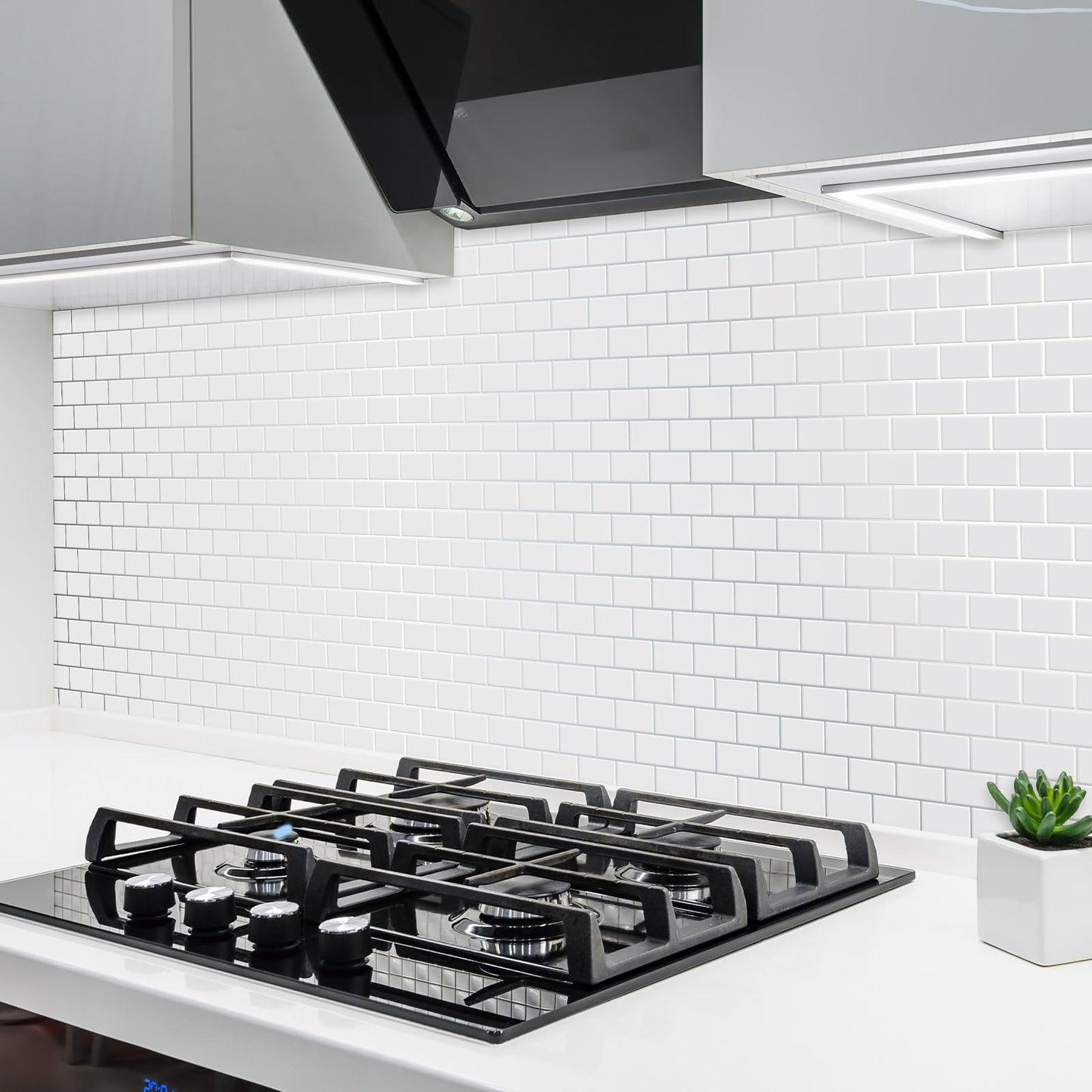 Joysticky 10-Sheet Peel and Stick Backsplash, 12" * 12" Laser Crystal Texture Stick on Tiles Backsplash for Kitchen & Bathroom,Thicker Design Peel and Stick Wall Tiles (White)