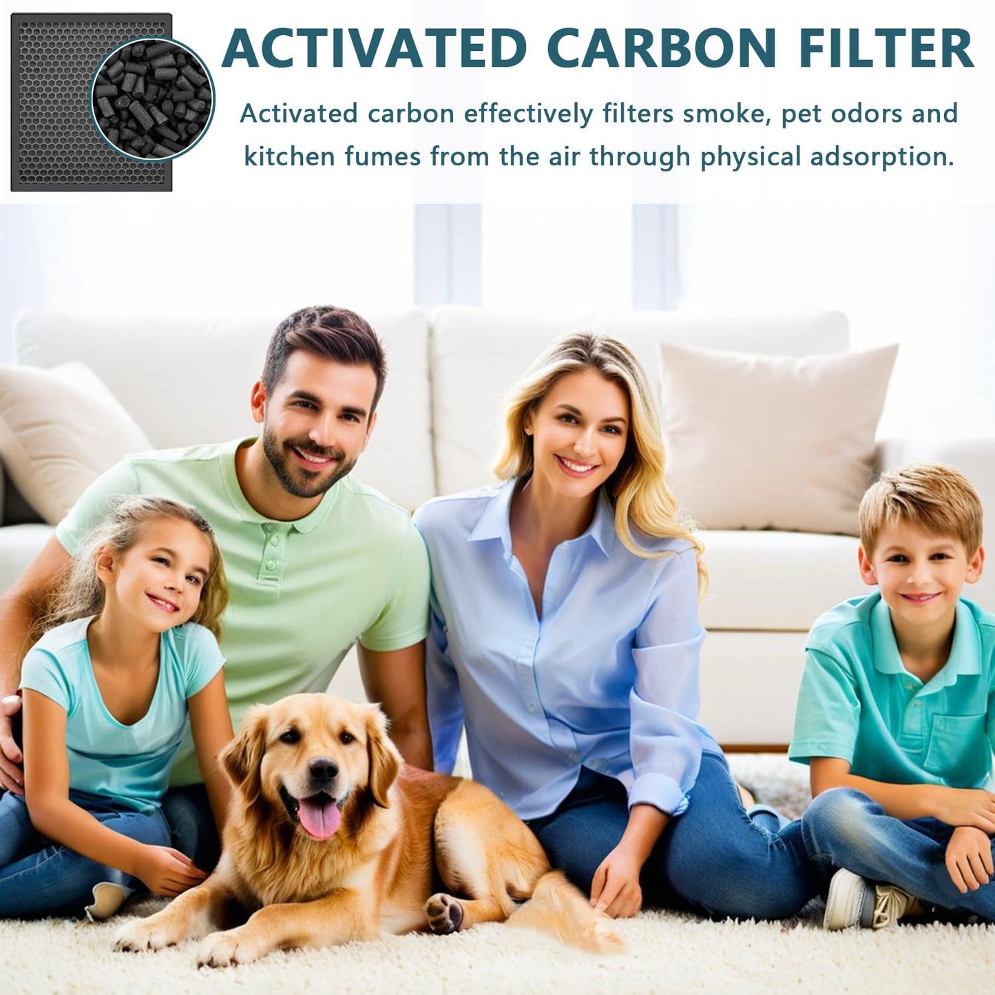 HOAXCINN 4 Pcs H13 Replacement Air Filter Compatible with Purairia ZWN-132 Air Purifier, H13 True Air Filter, High-Efficiency Activated Carbon
