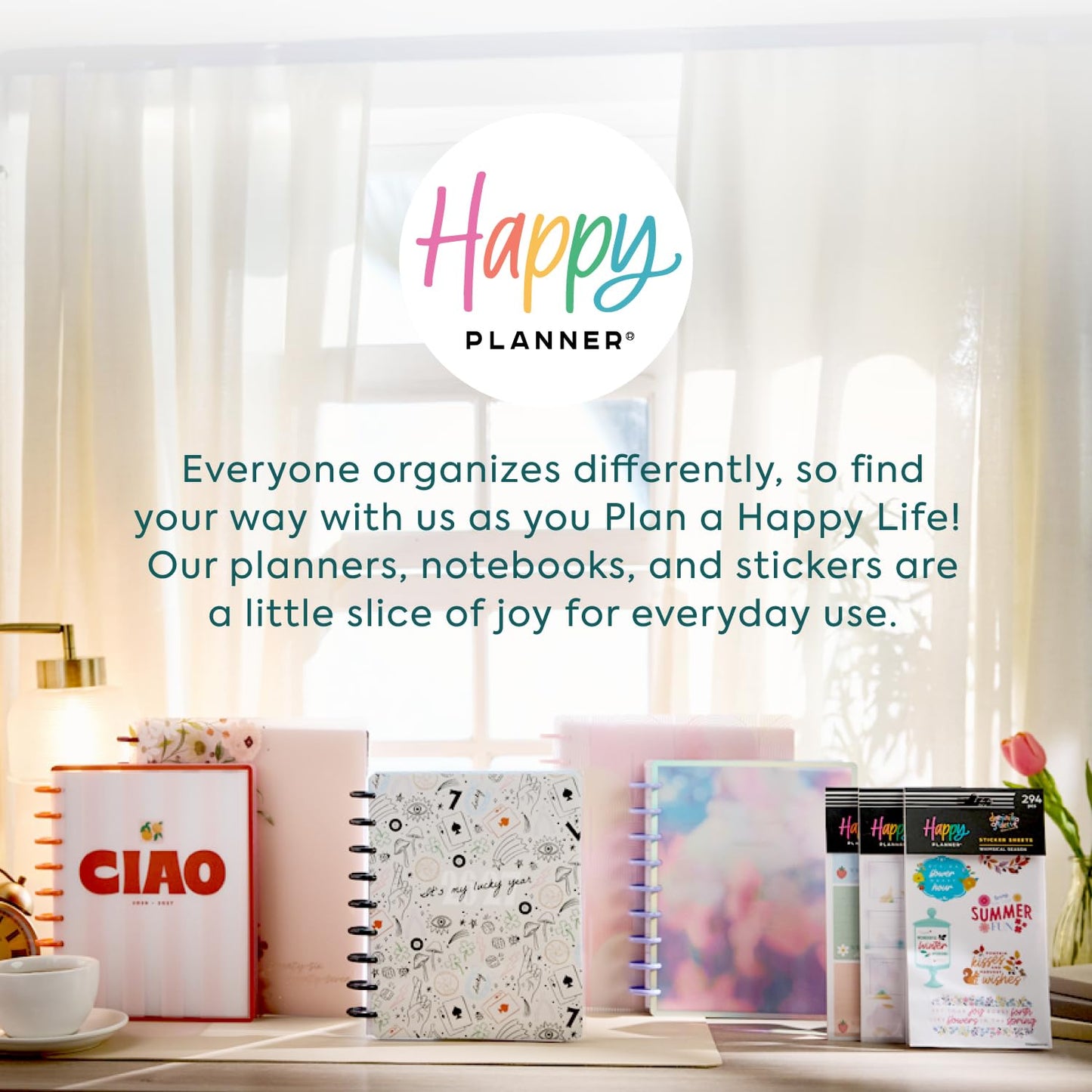 Happy Planner Disc-Bound Planner July 2026–Dec. 2027, 18-Month Planner, Classic Size, 7" x 9.25", Horizontal Layout, Lucky Day Charmed