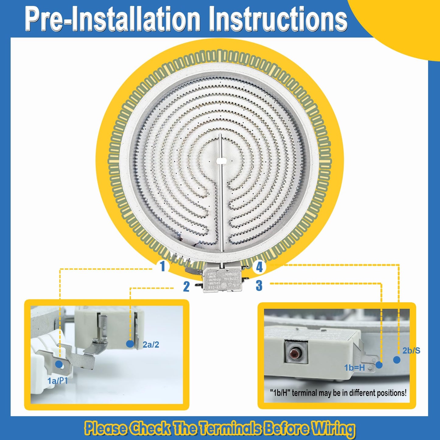 Upgraded W11047722 8523692 W10248262 10" Single Radiant Surface Element Compatible with Whirlpool Kenmore Electric Stove Range, WP8273992 Burner Replace for PS11775308 4461933 AP6041999
