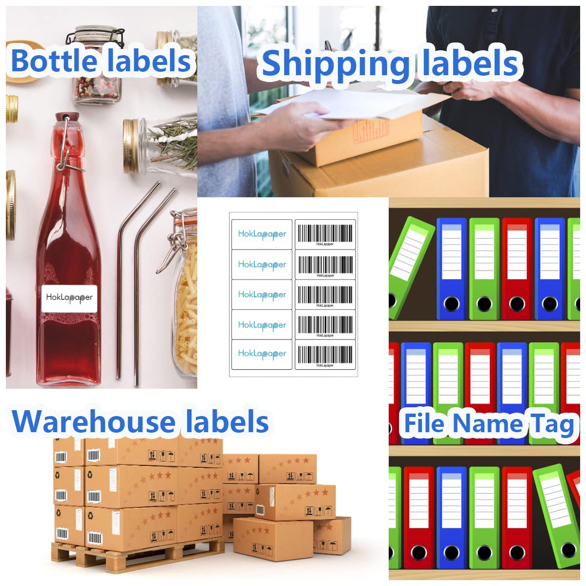 Hoklapaper 2" x 4" Shipping Labels,Printable White Mailing Labels for Laser/Inkjet Printer,Permanent Adhesive Sticker Labels(500 Sheets,5000 Labels)