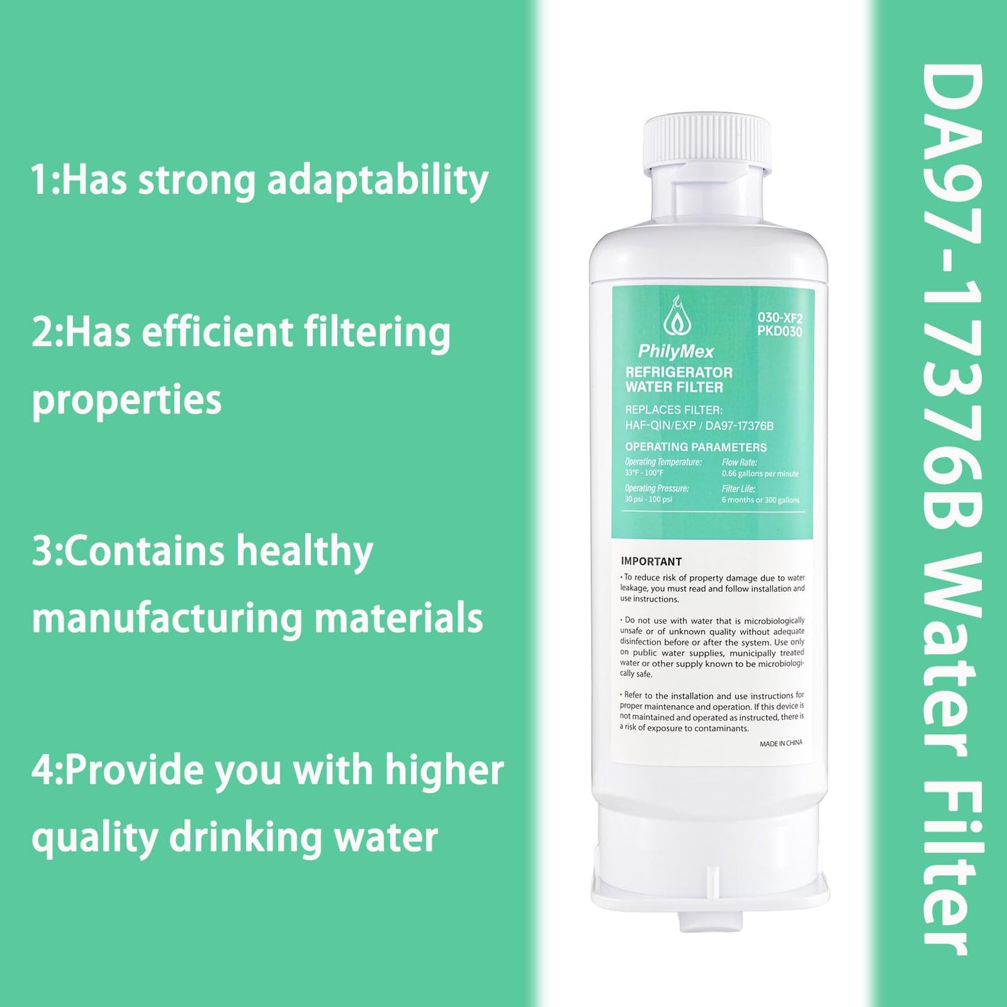 Samsung Water Filter for RF28R6301SR, RF27T5201SG, RS22T5201SR, RS28A500ASR, RF23A9671SR, RF23A9071SR, RF28R7201SG Replacements - 3PK Filter Set