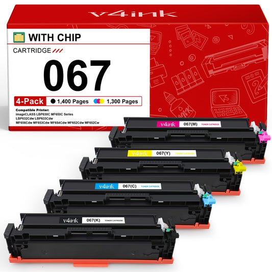 067 Toner Cartridge Set 4 Pack Compatible Replacement for Canon 067 Toner Cartridge Set for use with Canon Color imageCLASS MF650 LBP630 Series LBP632Cdw MF654Cdw MF653Cdw MF656Cdw MF652Cw Printer