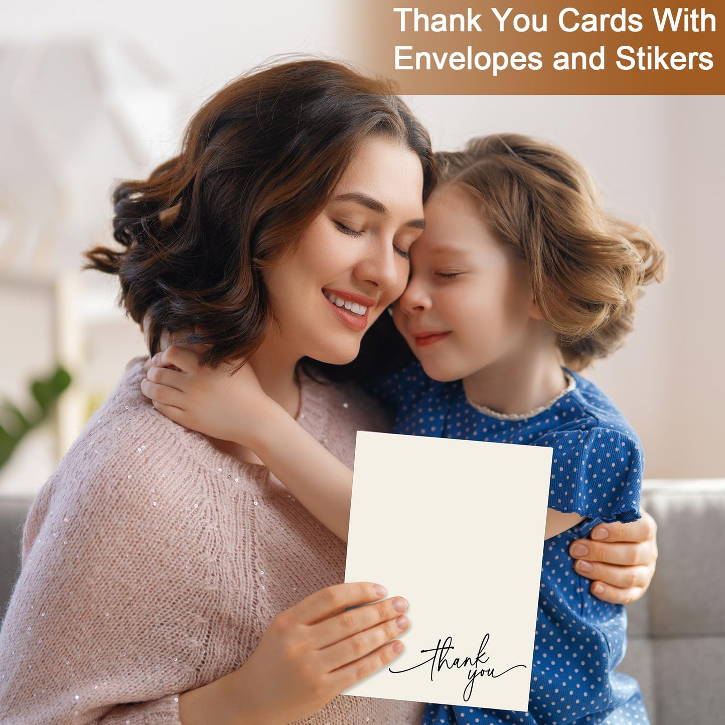 Gueevin 200 Pcs Thank You Cards with Kraft Envelopes and Stickers Bulk, 3.5 x 5 Inch Classy Blank Thank You Notes for Wedding, Business, Graduation, Baby Shower, Bridal Shower, Funeral(Cream)